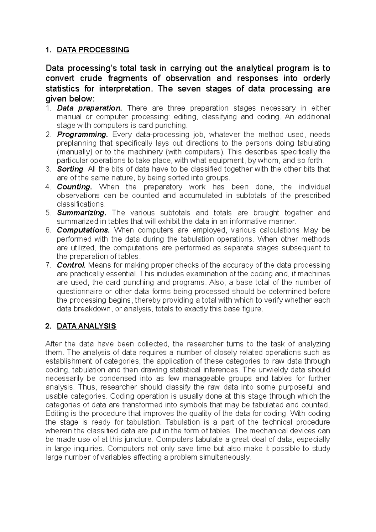 Data Processing and Analysis Report: Methodologies and Findings - Studocu