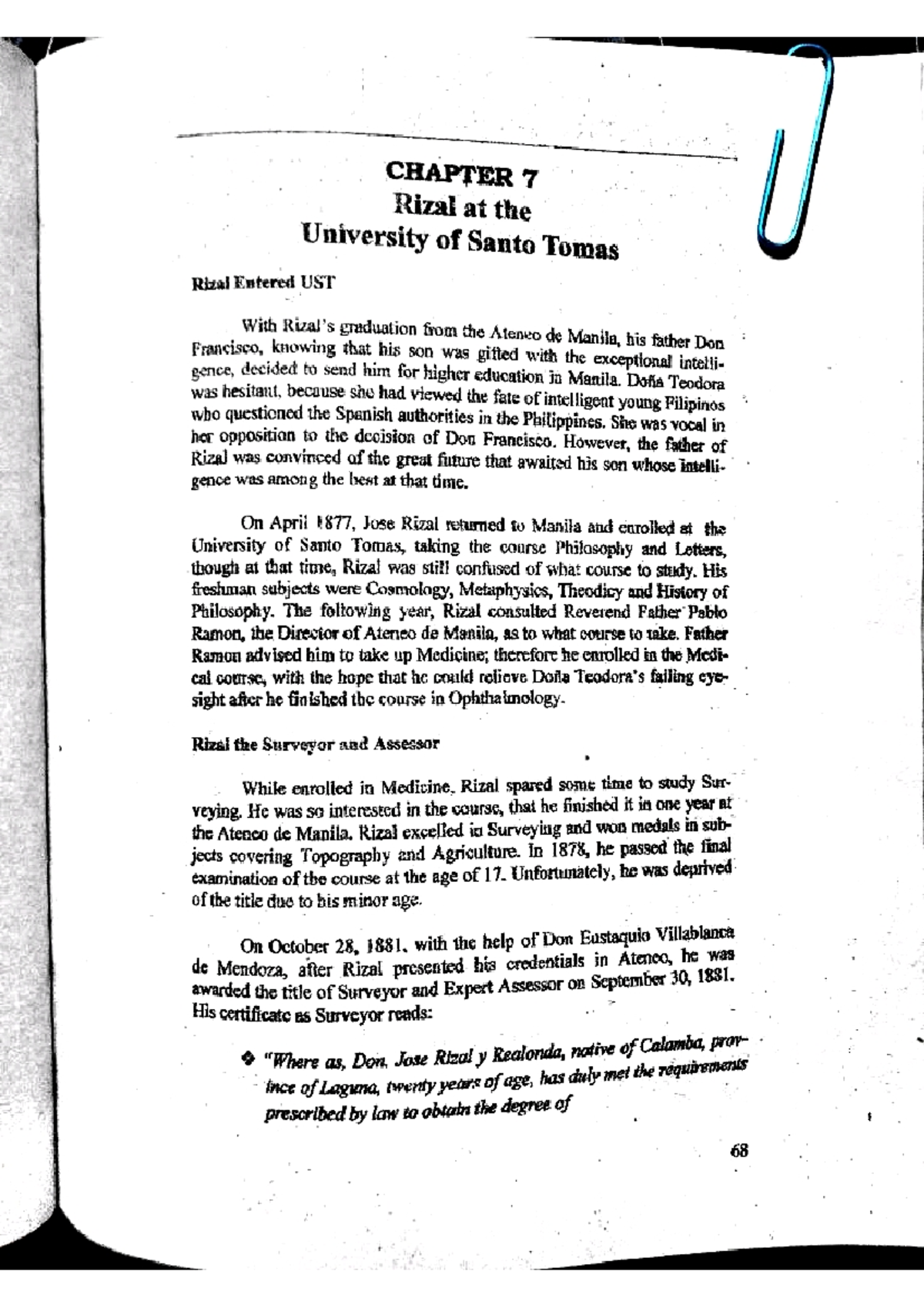 Rizal at the University of Santo Tomas - Education - Studocu