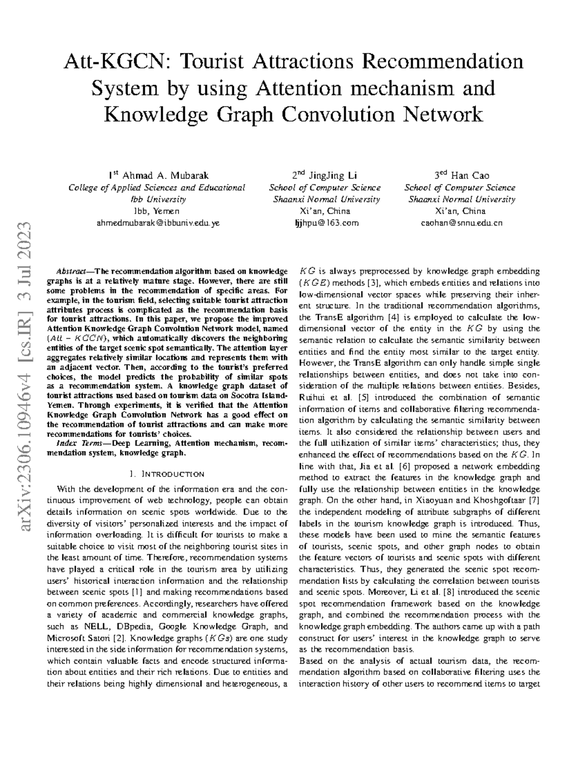 Att-KGCN: Tourist Attractions Recommendation System Using Attention ...