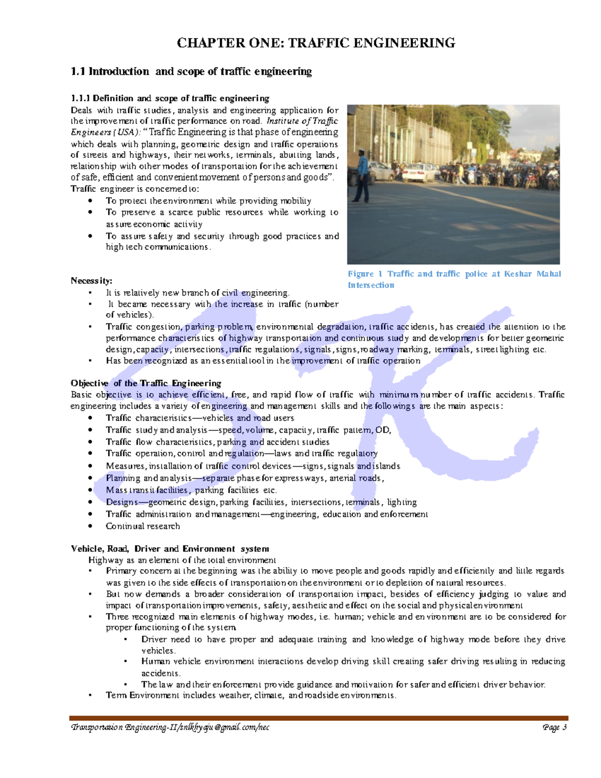 CH 1: Traffic Engineering - Introduction, Scope, and Characteristics ...