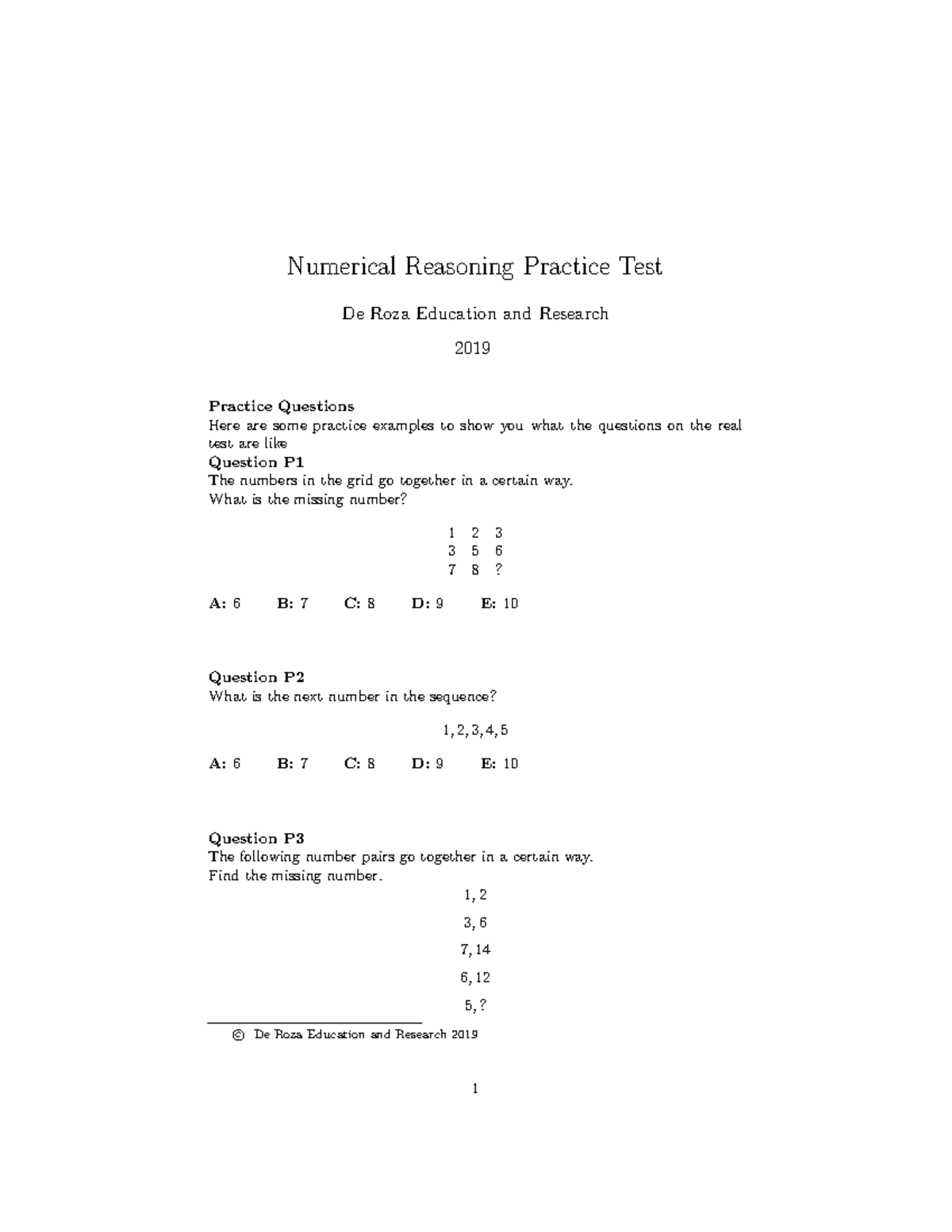 Selective School Numerical Reasoning Sample Test 687118867 for Year 9 ...