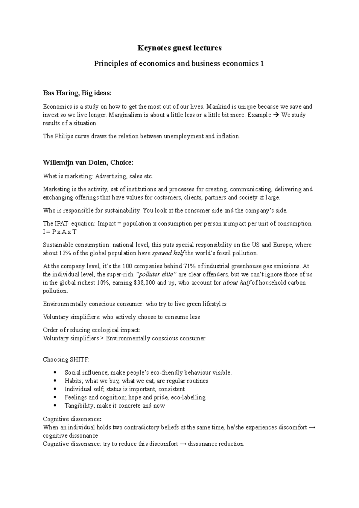 Guest Lectures Notes on Principles of Economics and Business Econ ...