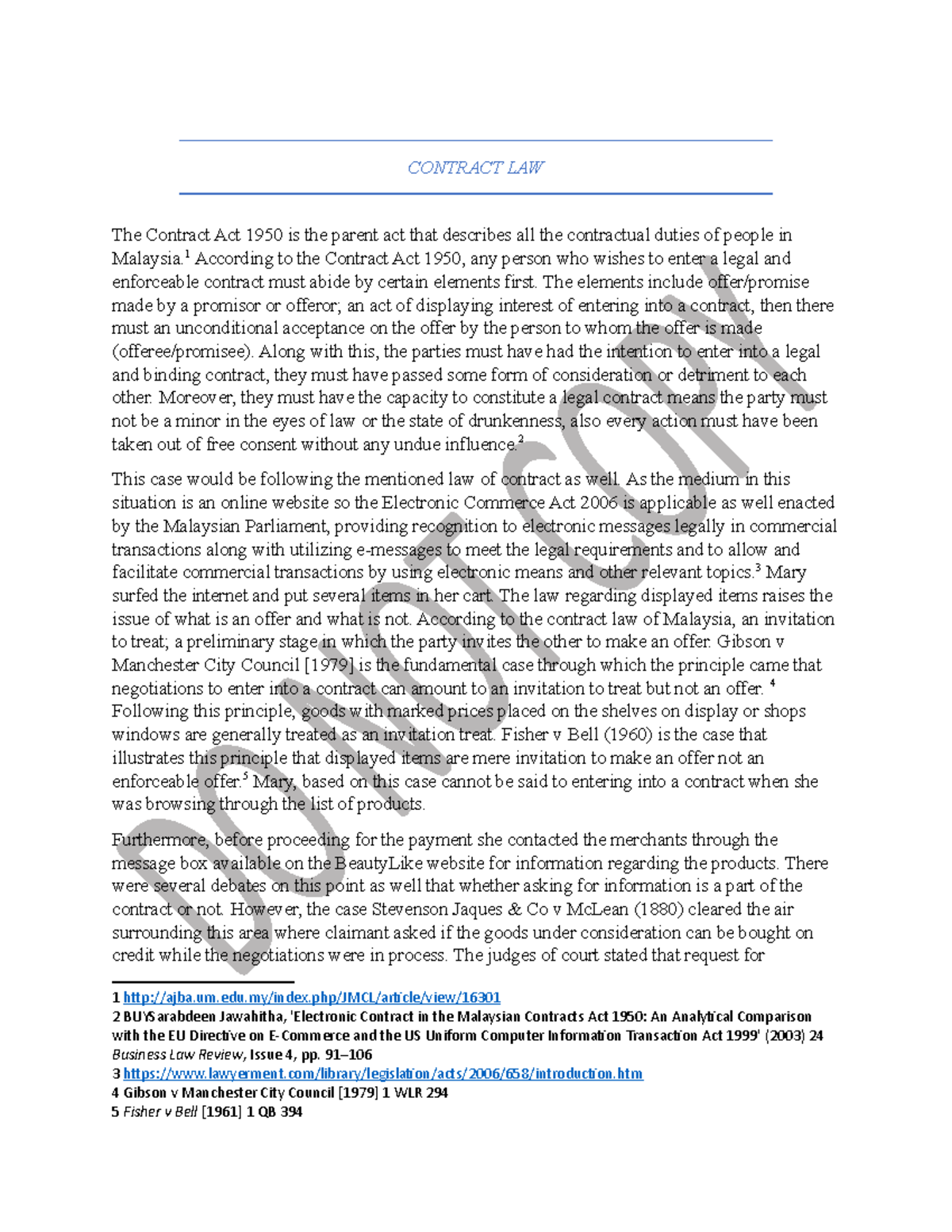 MALAYSIAN CONTRACT LAW ACT 1950 - CONTRACT LAW IN MALAYSIA - CONTRACT ...