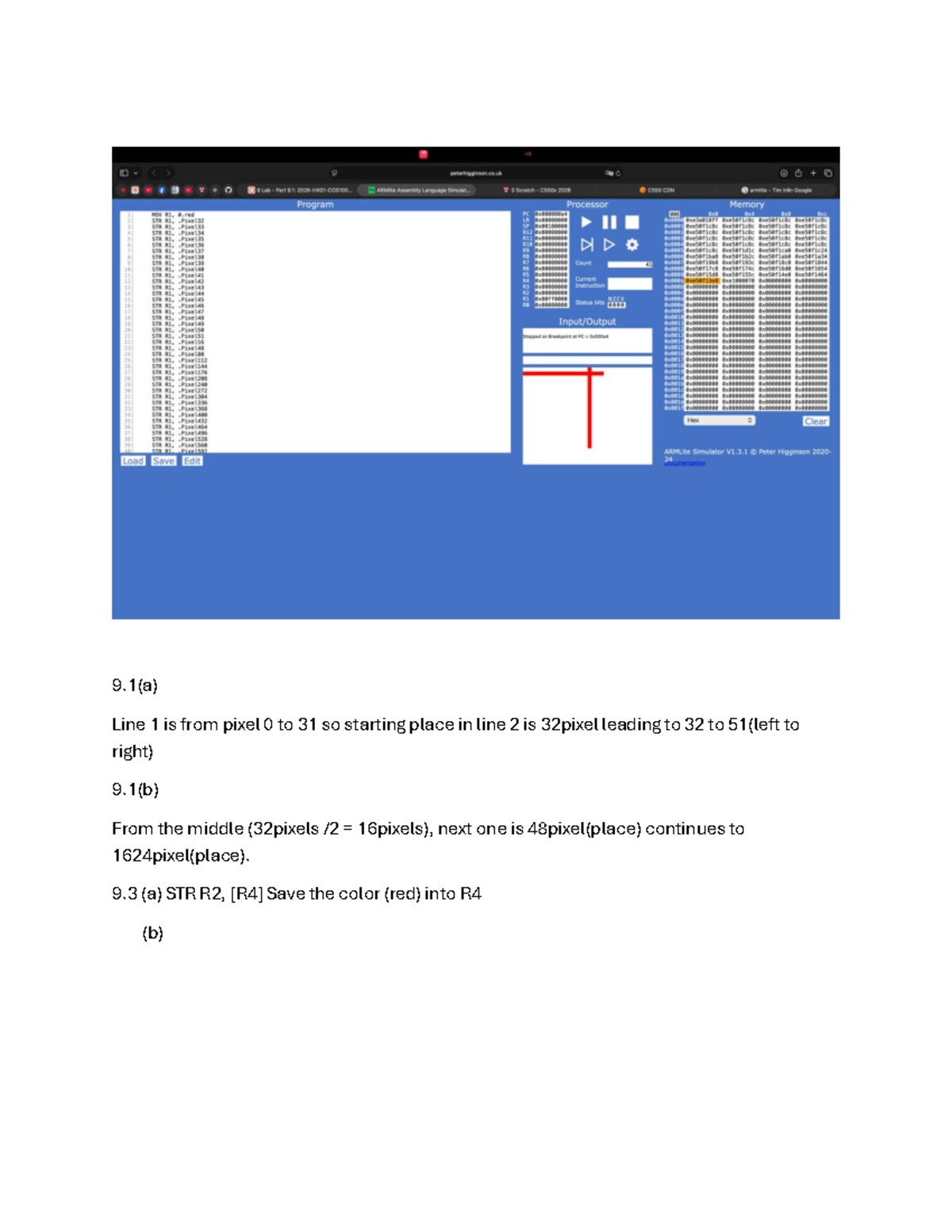 Lab 09 cos10004 - ... - Computer System - 9(a) Line 1 is from pixel 0 ...