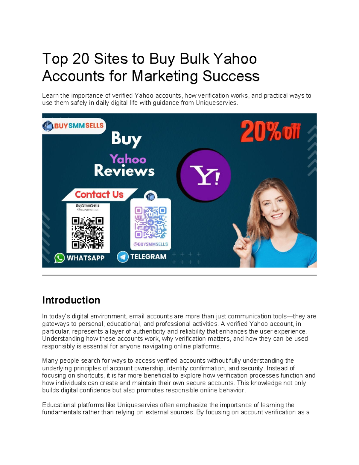 Top 20 Sites for Bulk Yahoo Accounts: A Marketing Guide - Studocu
