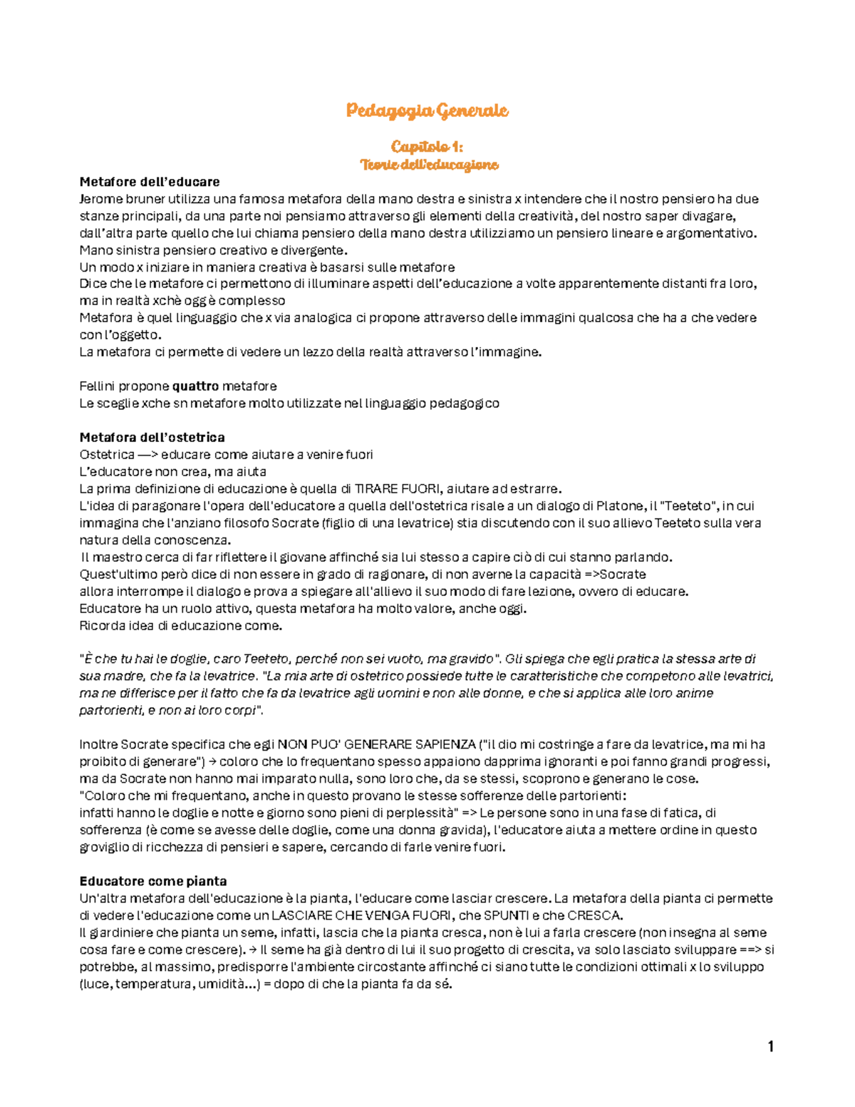 Pedagogia Generale: Capitolo 1 - Teorie e Metafore di Jerome Bruner ...