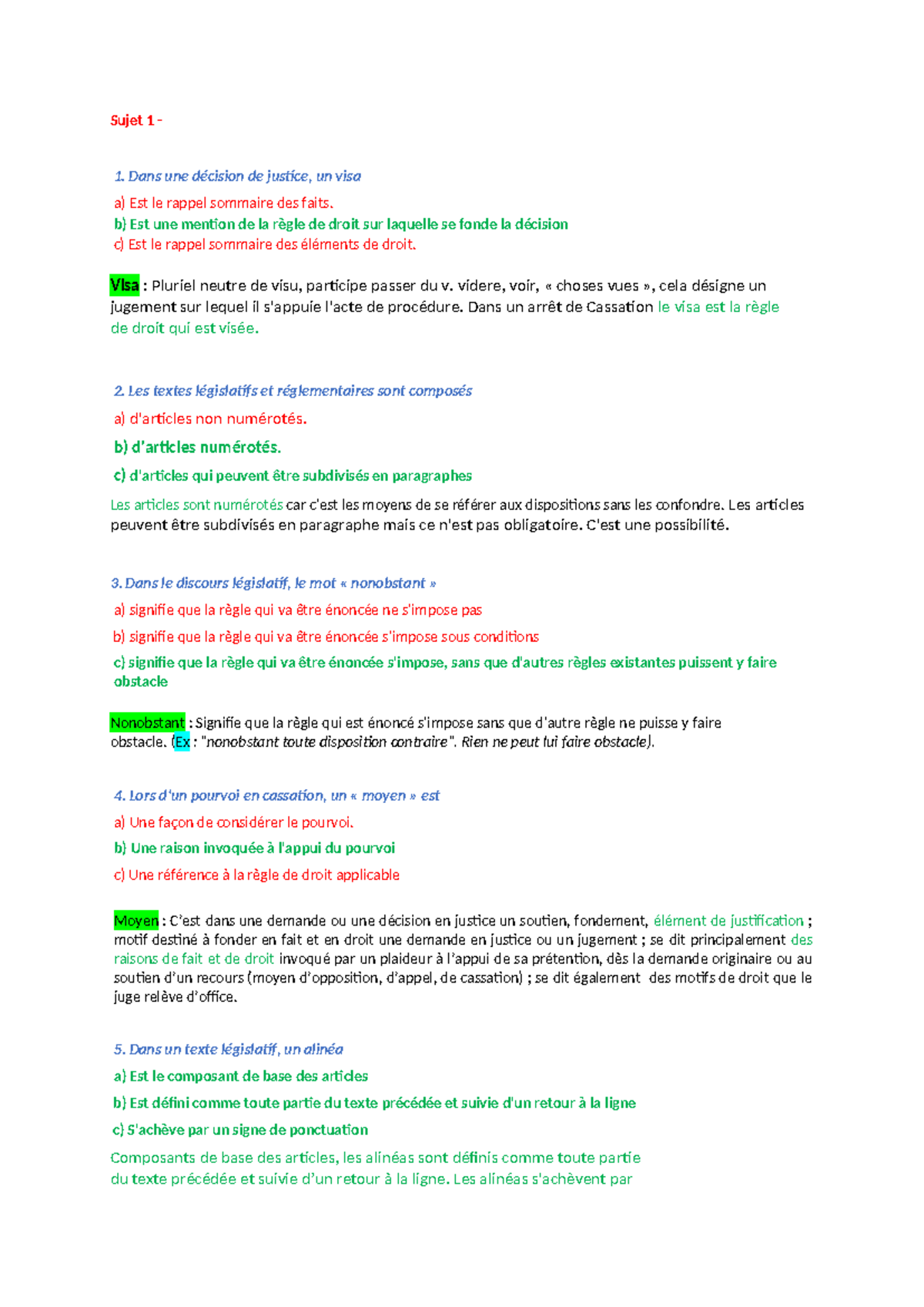 anales QCM type d'intro au droit - Sujet 1 - 1. Dans une décision de ...
