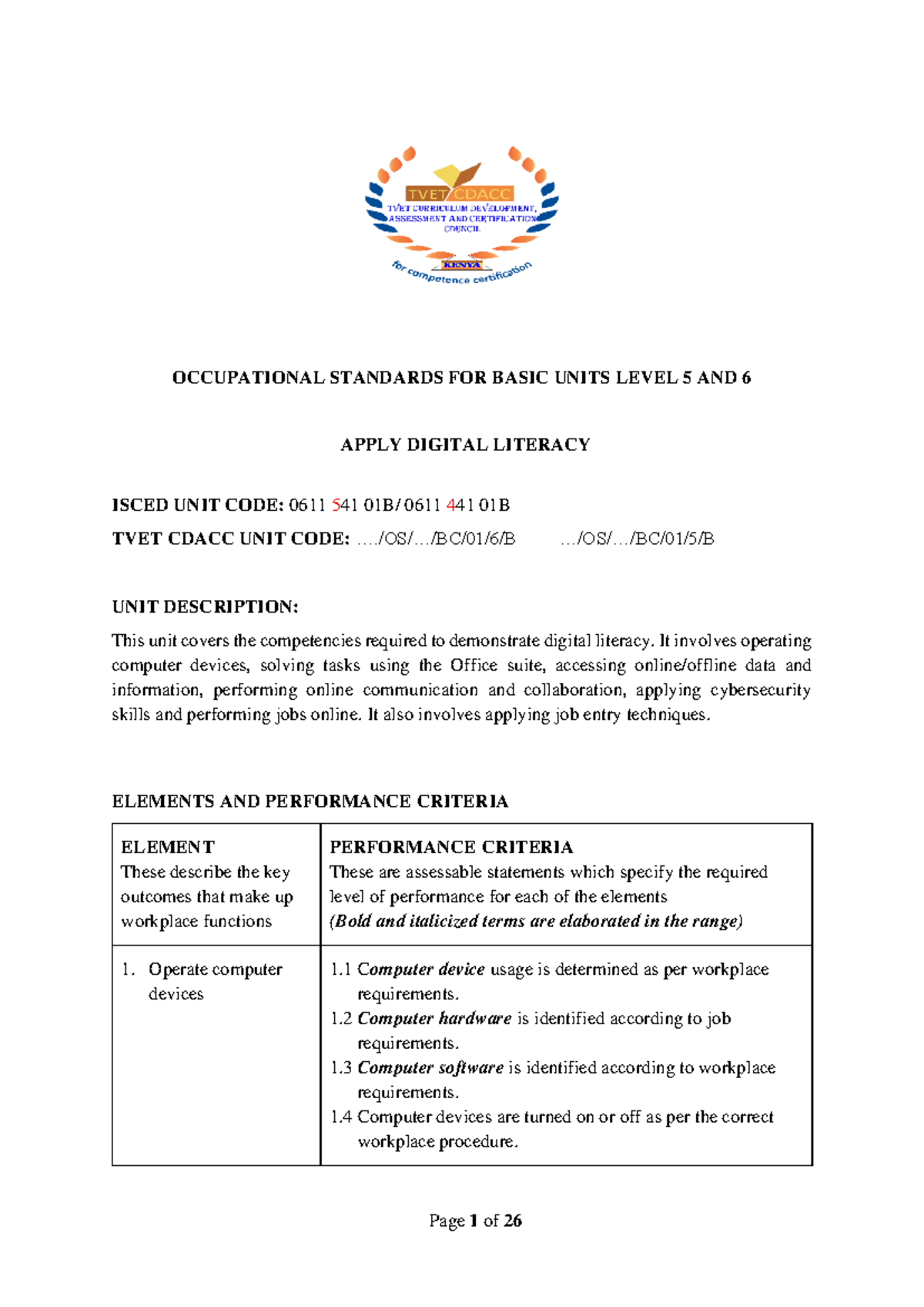 OS Revised Digital Literacy and Communication Skills Levels 5 & 6 - Studocu