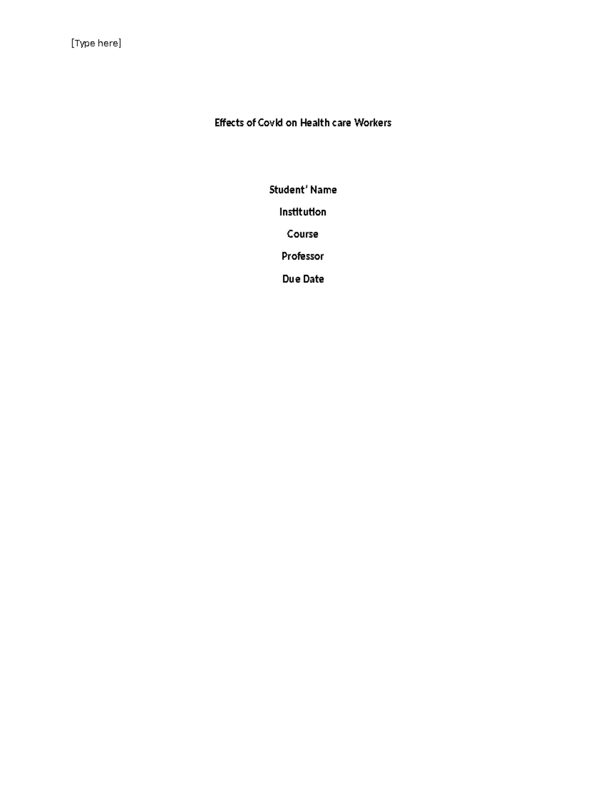 Effects of Covid on Health care Workers - Effects of Covid on Health ...