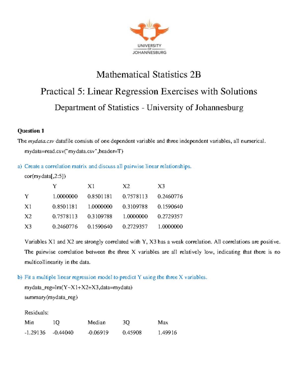 STA02B2 Practical 5 Exercises WITH Solutions - Mathematical Statistics ...