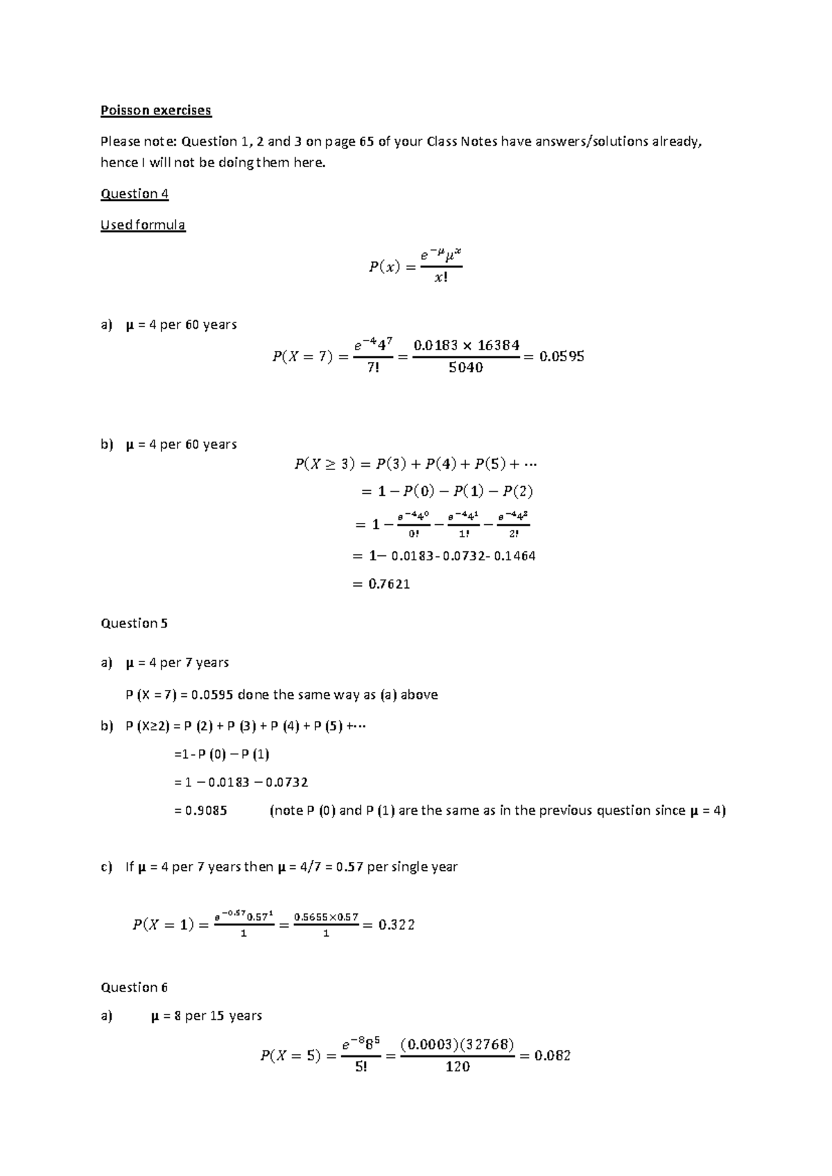 Poisson Exercises - Practice Questions and Solutions - Studocu