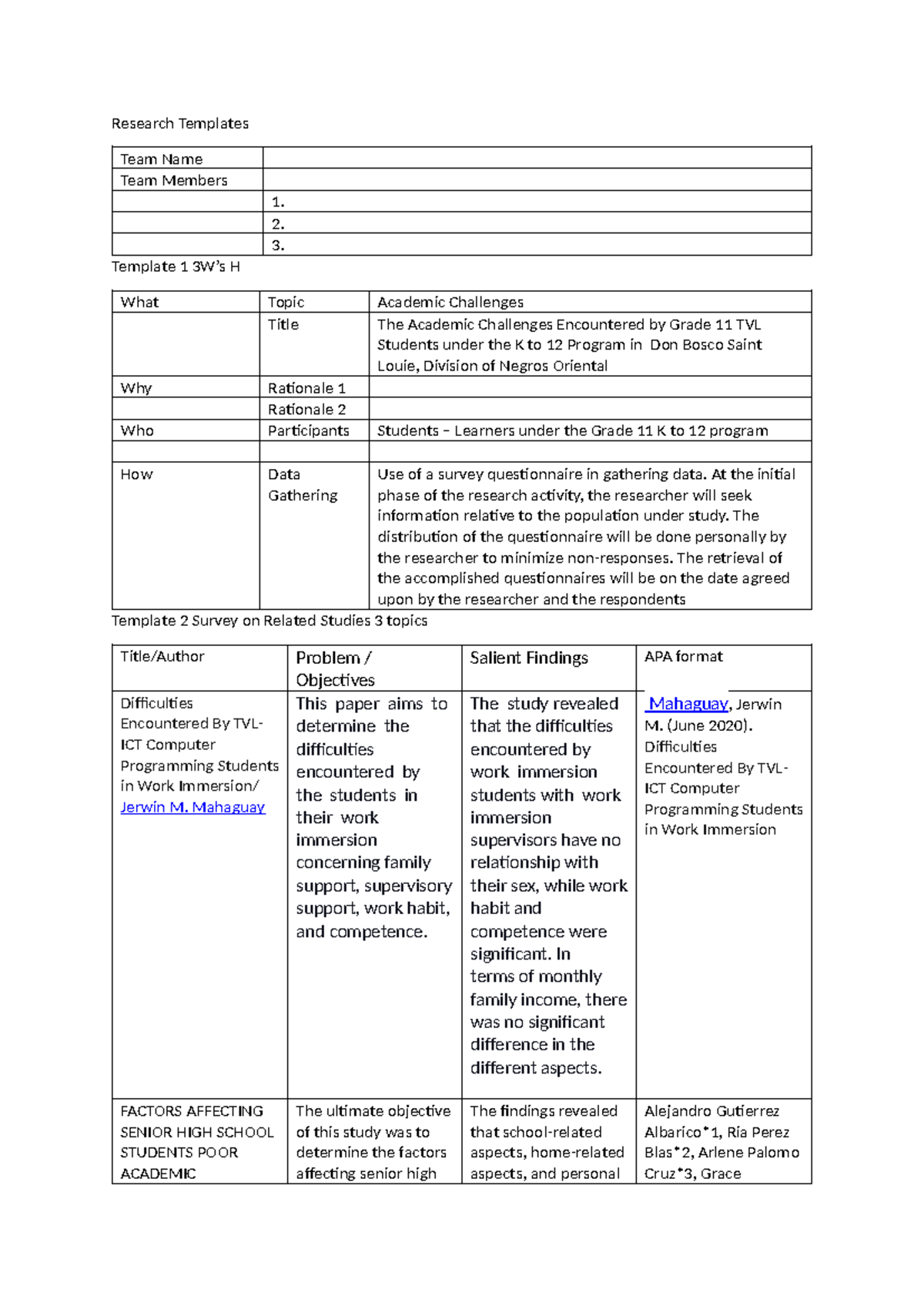 Research-Templates-1 - Research Templates Team Name Team Members 1. 2 ...