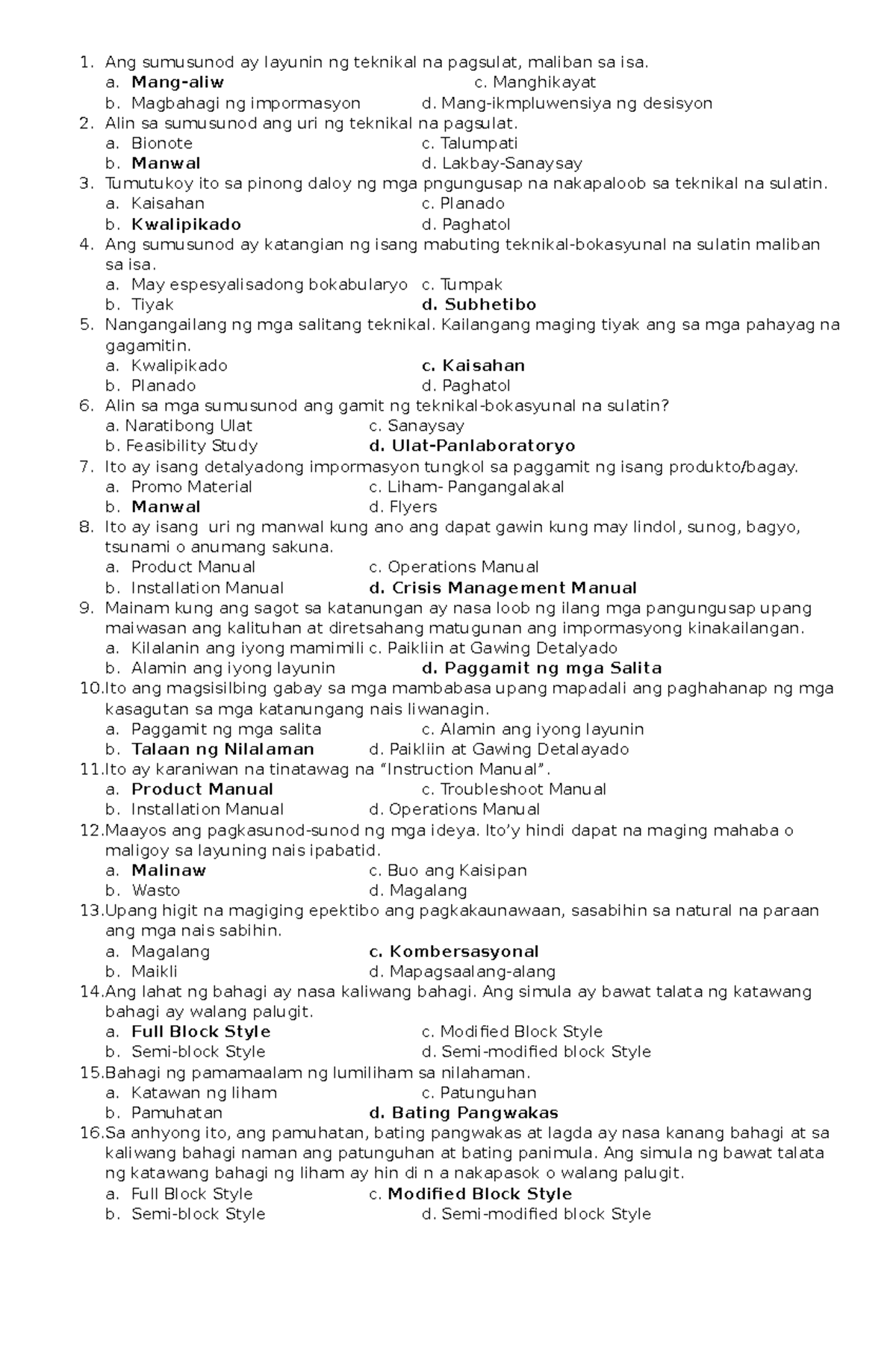 Fil 12-Tek Vok: Lecture Notes on Technical Writing Objectives and ...