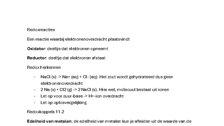 Redoxreacties - Overzicht en Stappenplan voor Analyse - Studeersnel