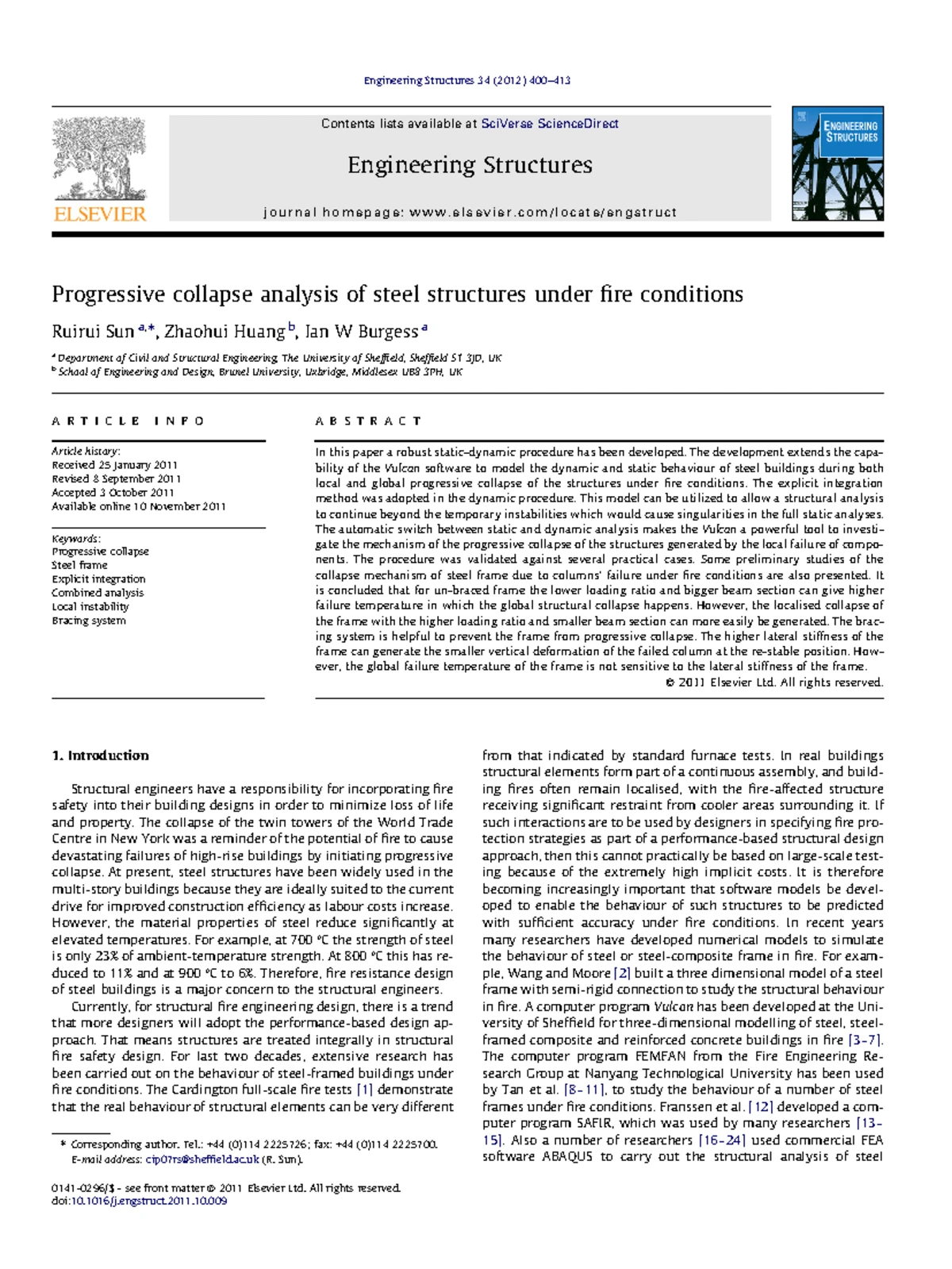 Experimental and Analytical Assessment of Progressive Collapse in Steel ...