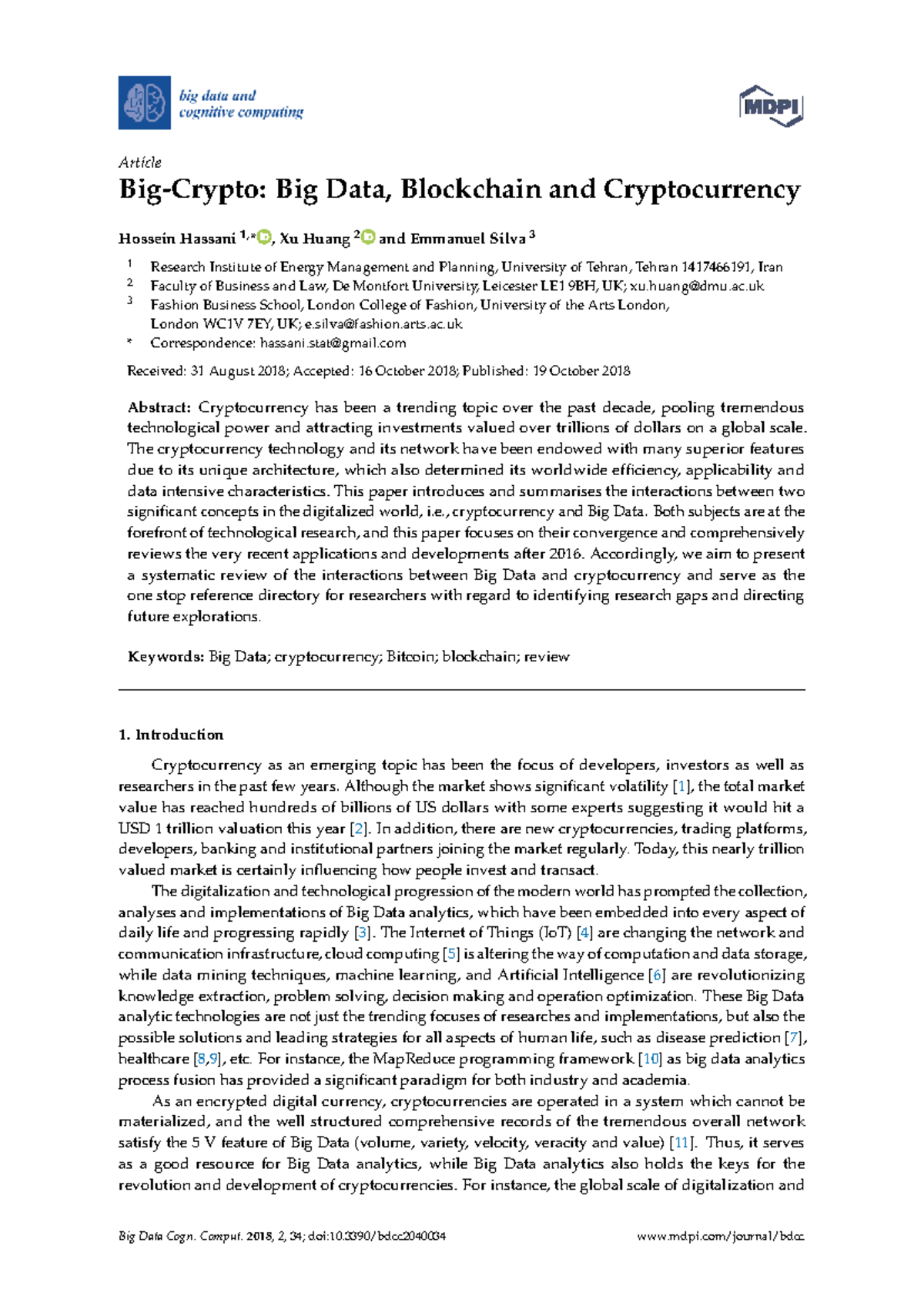 Big Data and Cryptocurrency: A Systematic Review of Interactions - Studocu