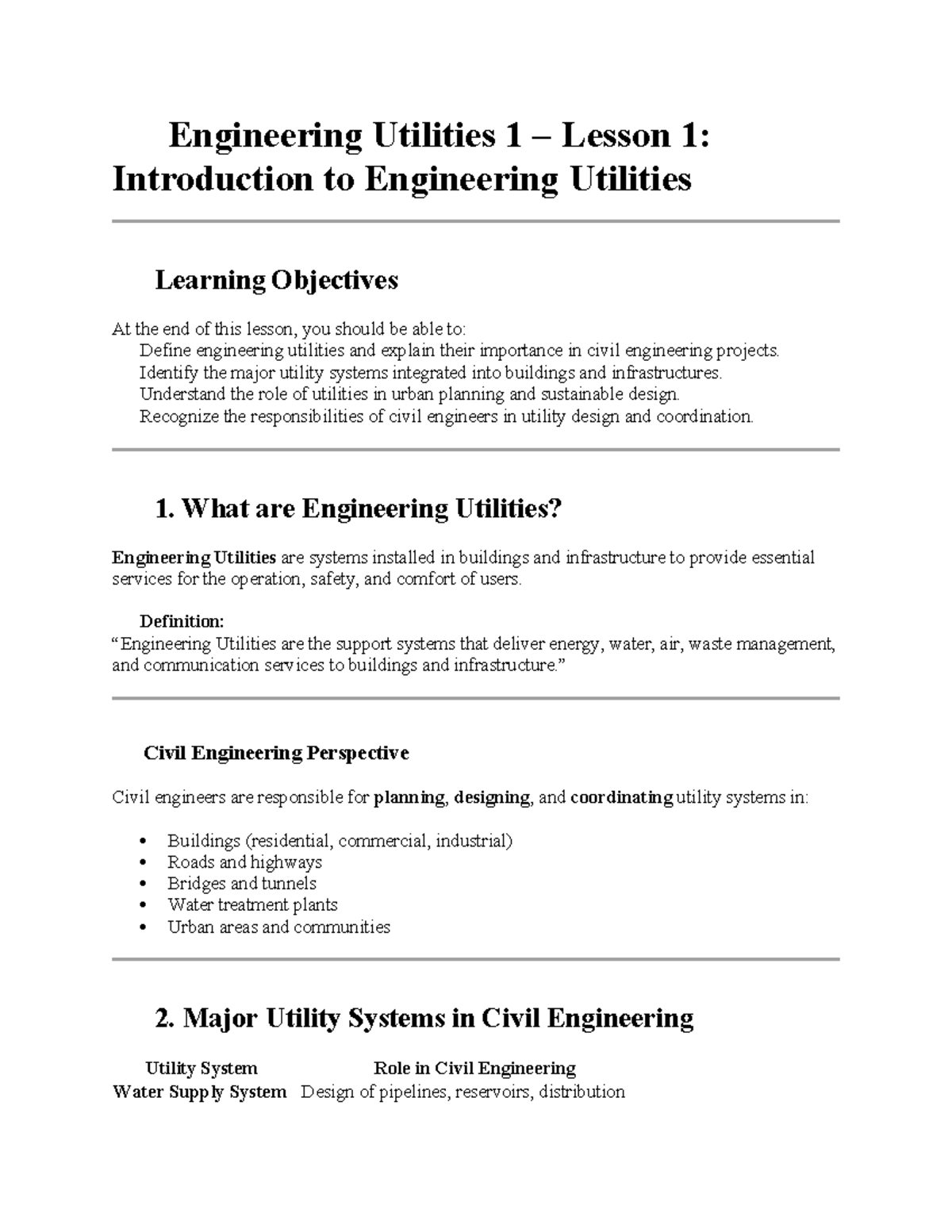 Engineering Utilities 1: Intro to Utility Systems in Civil Engineering ...