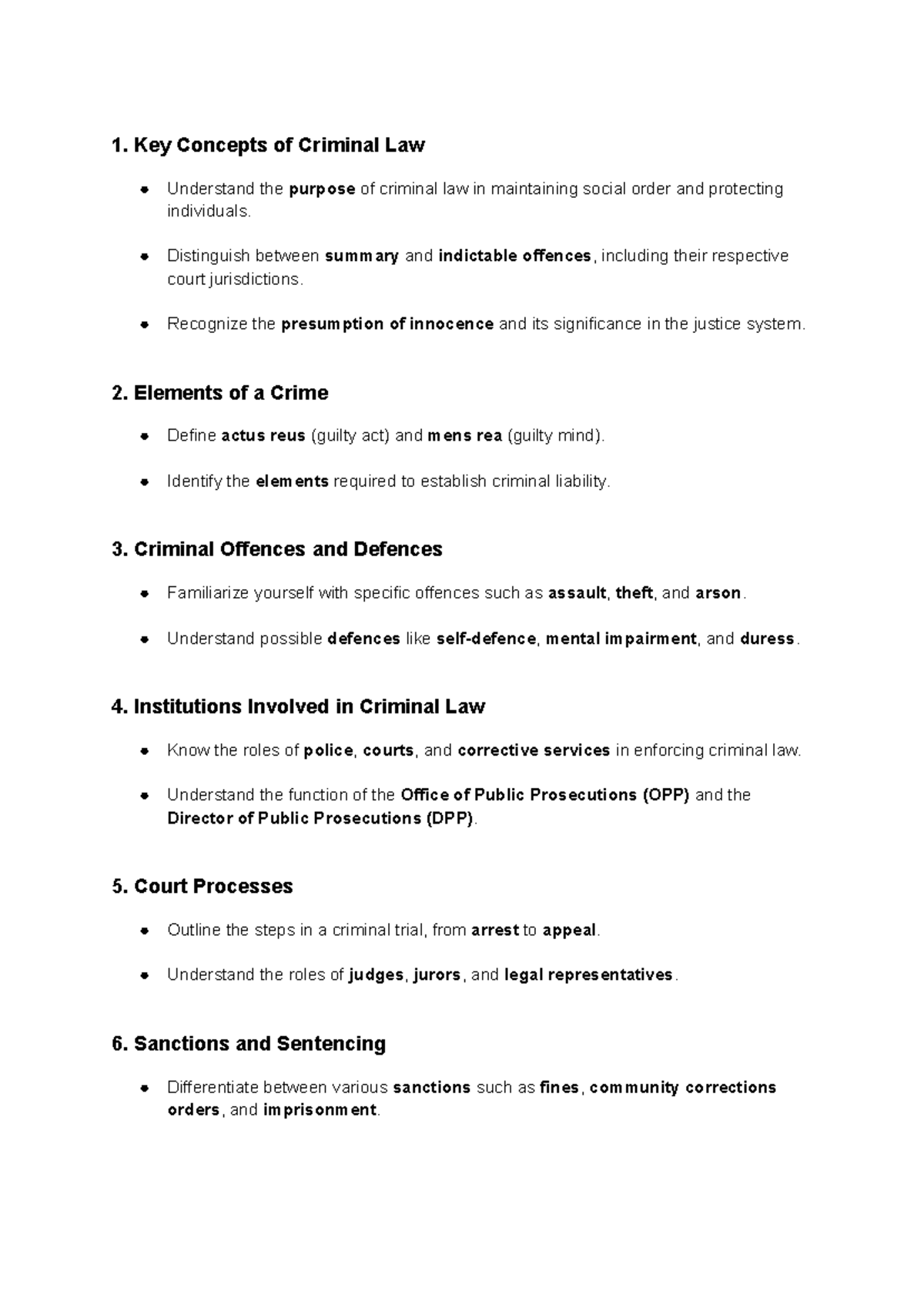 VCE Legal Studies: Key Concepts in Criminal Law and Justice System ...