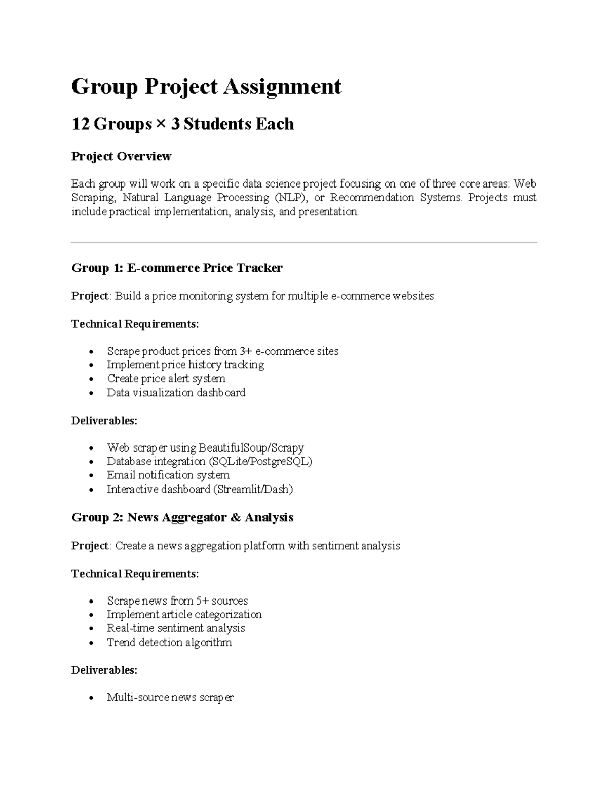 Group Project Assignment 12: Data Science Projects Overview - Studocu