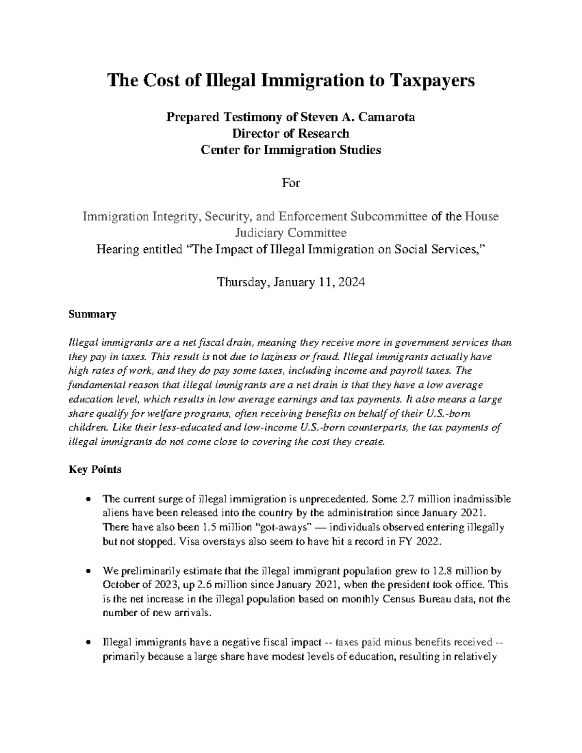 The Fiscal Impact of Illegal Immigration on Taxpayers: A Detailed ...