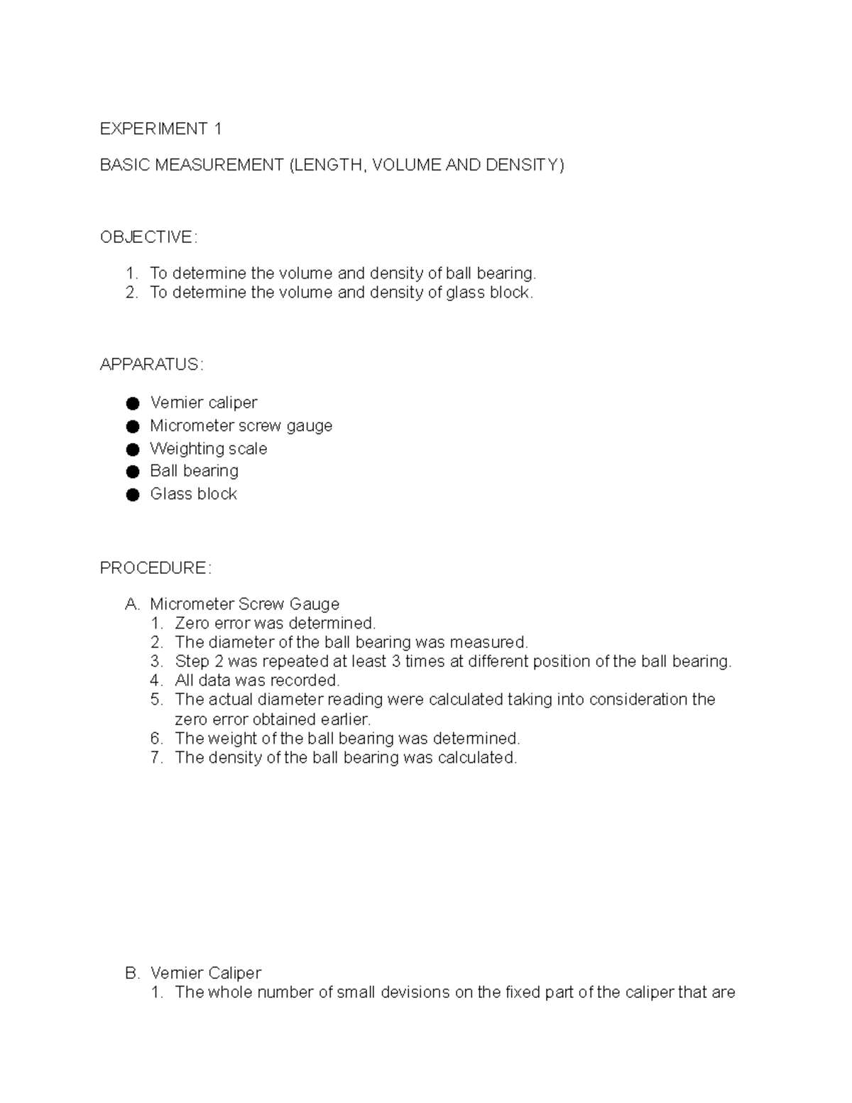 PHY LAB Report EXP 1: Basic Measurement of Volume & Density - Studocu