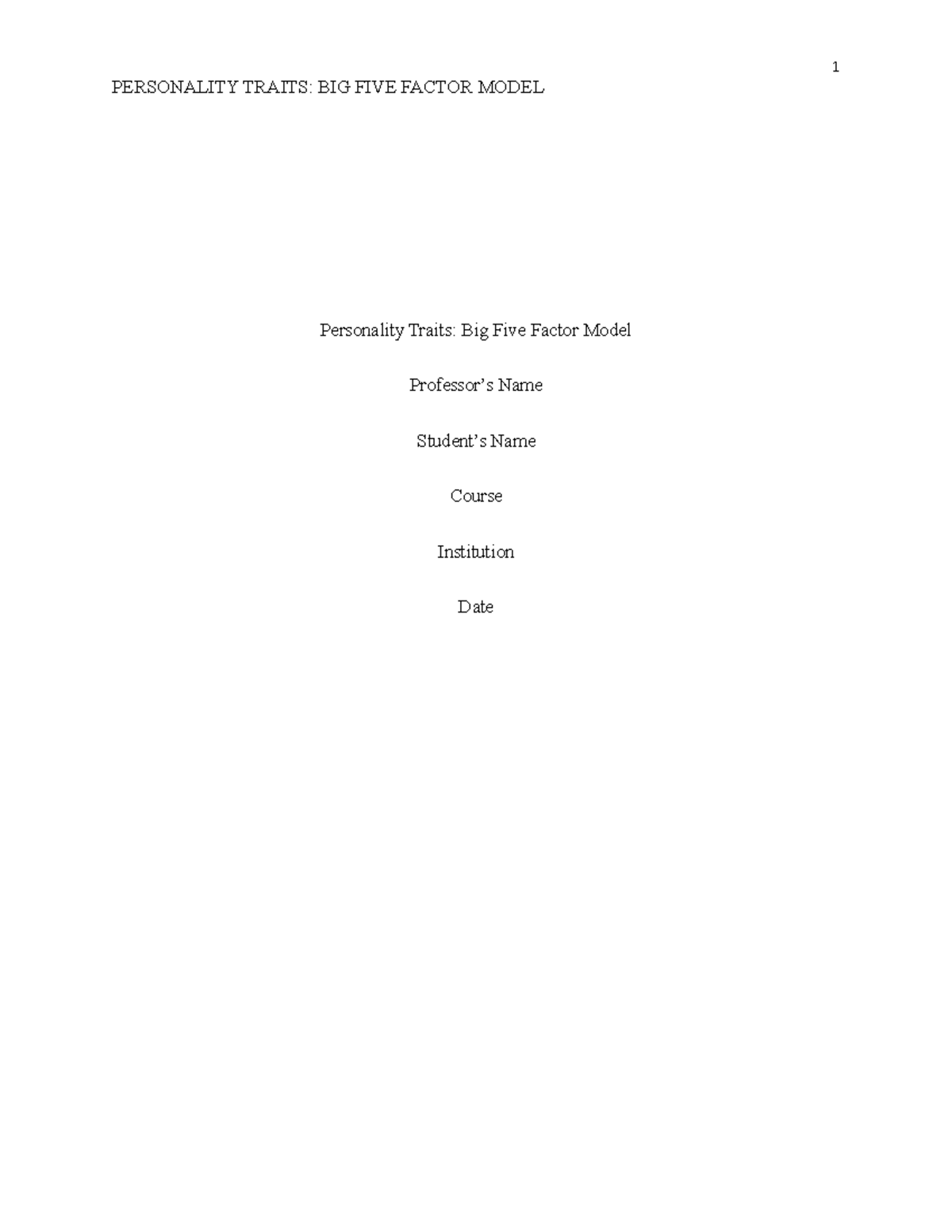 Big Five Personality Traits Analysis in Business Studies (Kenya) - Studocu