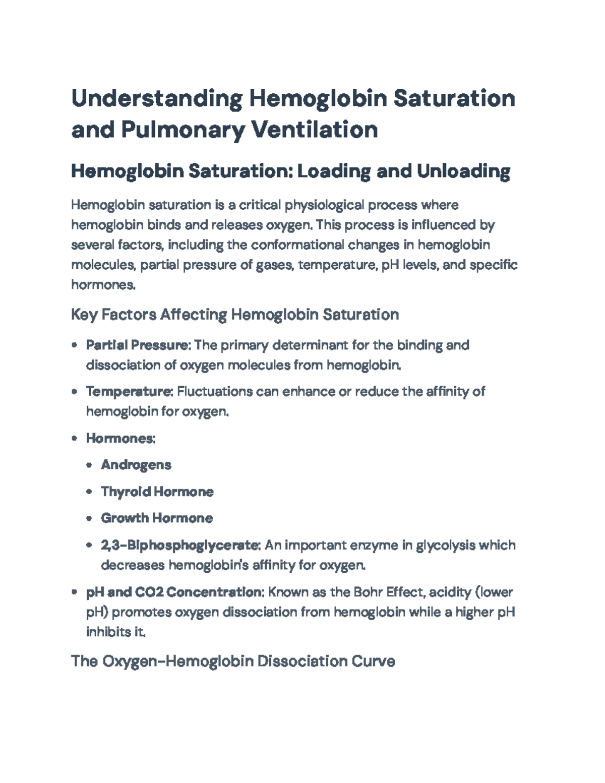 Understanding Hemoglobin Saturation & Pulmonary Ventilation in ...