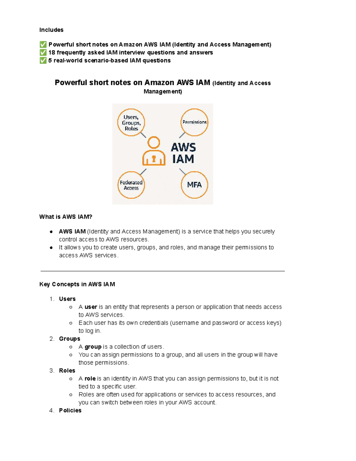 Powerful Short Notes on AWS IAM & 18 Common Interview Qs - Studocu