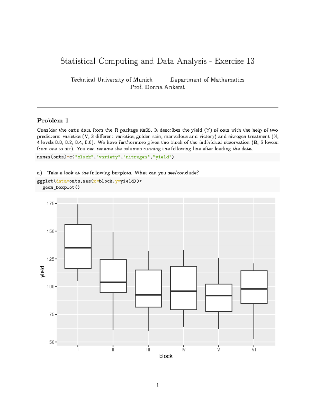 Statistical Computing & Data Analysis (Exercise 13) Solutions - Studocu