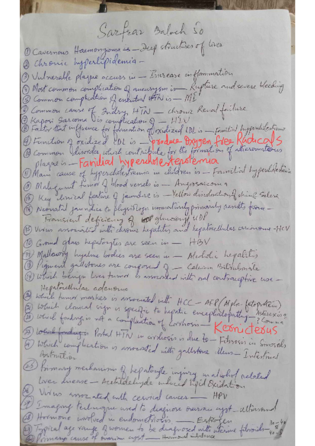 Pathology 50: Comprehensive Study Notes by Sarfraz Baloch - Studocu