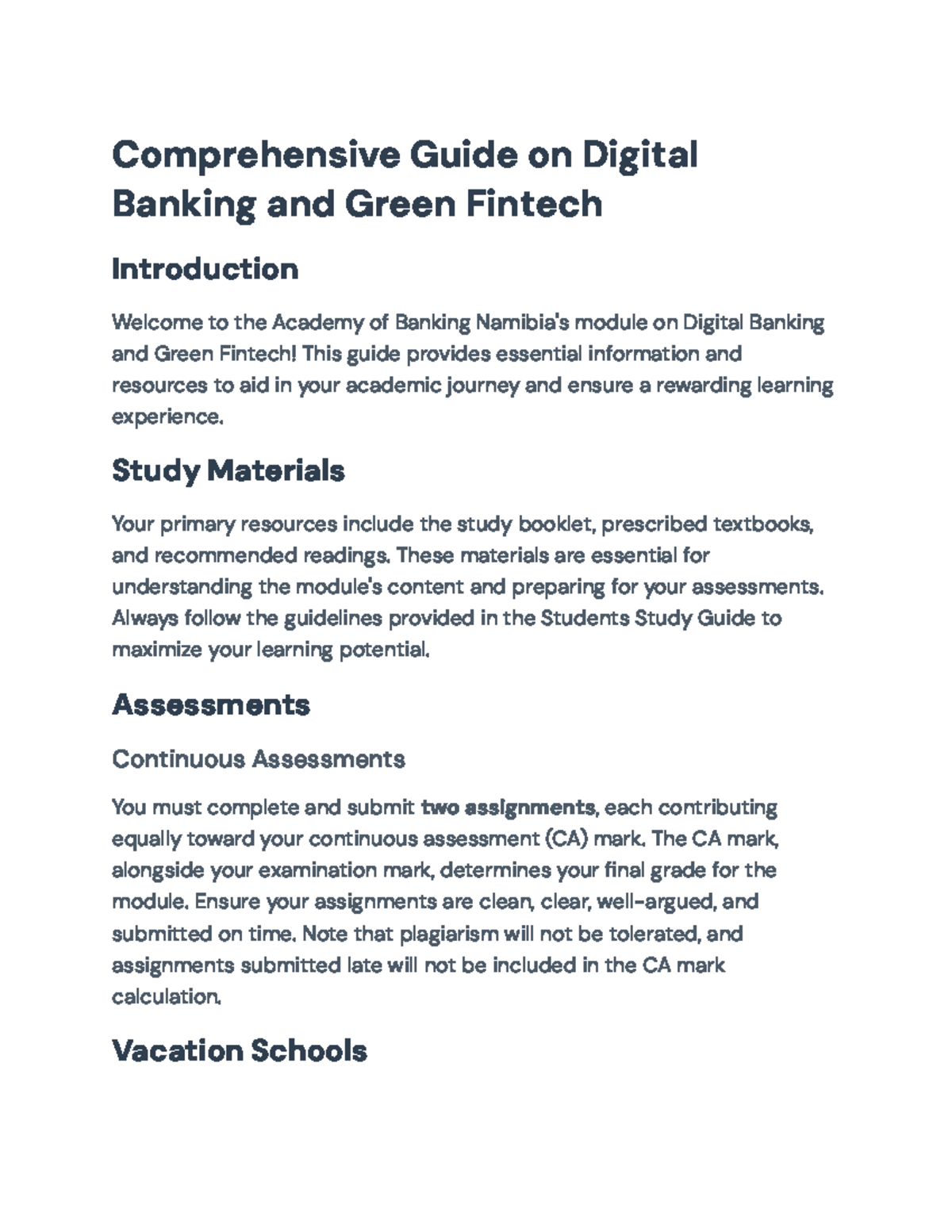Digital Banking & Green Fintech Module Guide - ABN Coursework - Studocu