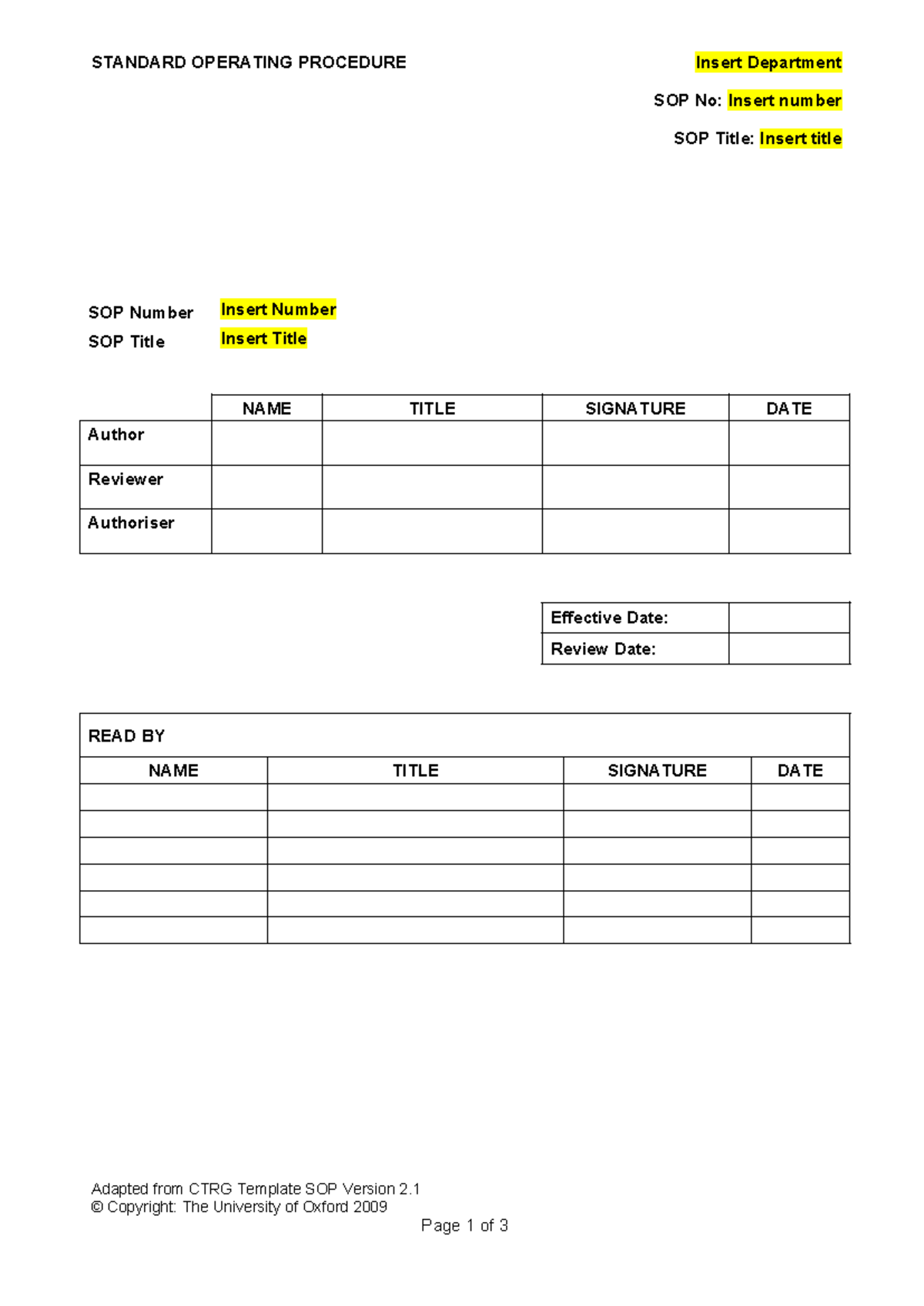 SOP for Group - Standard Operating Procedures Overview - Studocu