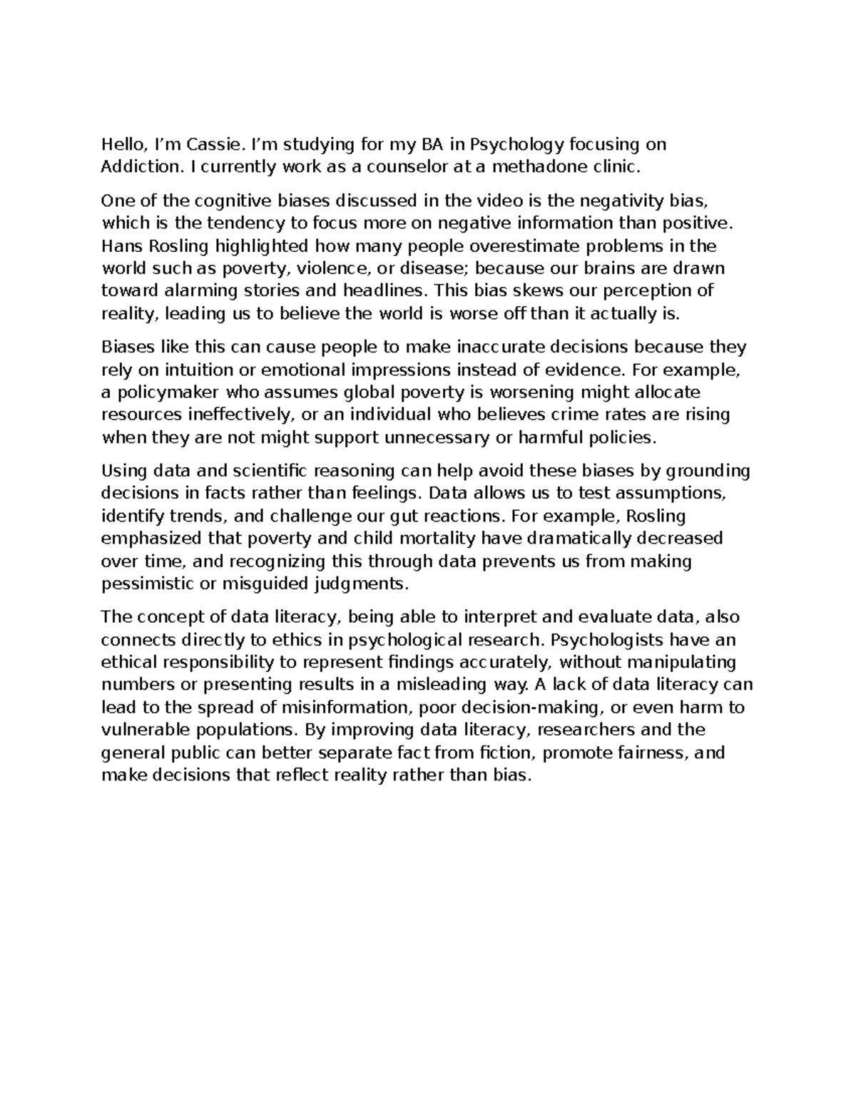 BA Psychology Module 1 Discussion: Understanding Negativity Bias - Studocu