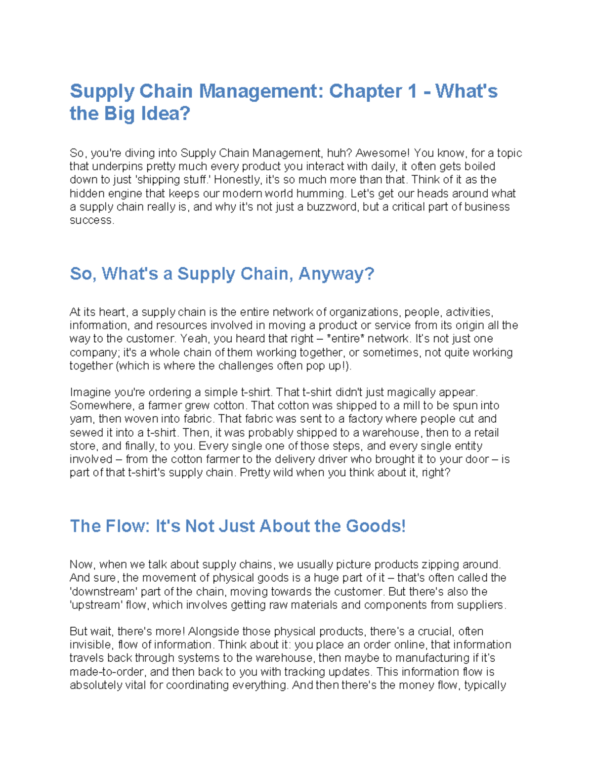 Supply Chain Management (SCM): Chapter 1 Overview and Insights - Studocu