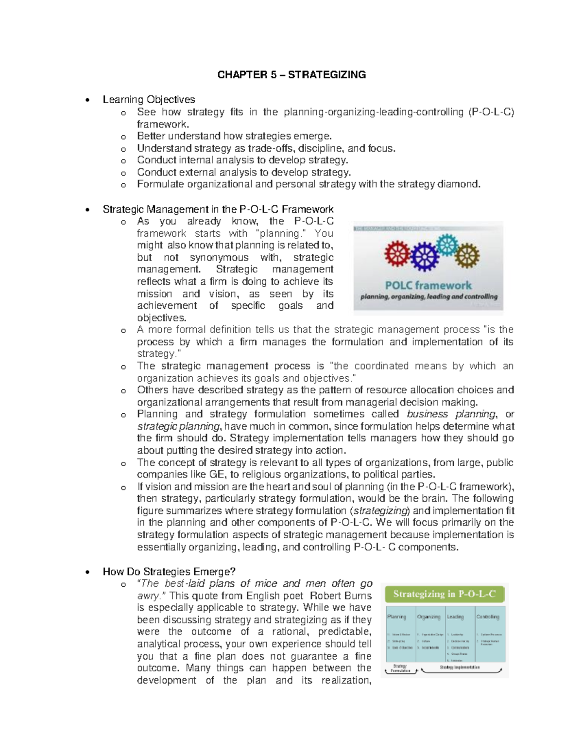 Chapter 5 – Strategizing: Understanding Strategy in the P-O-L-C ...