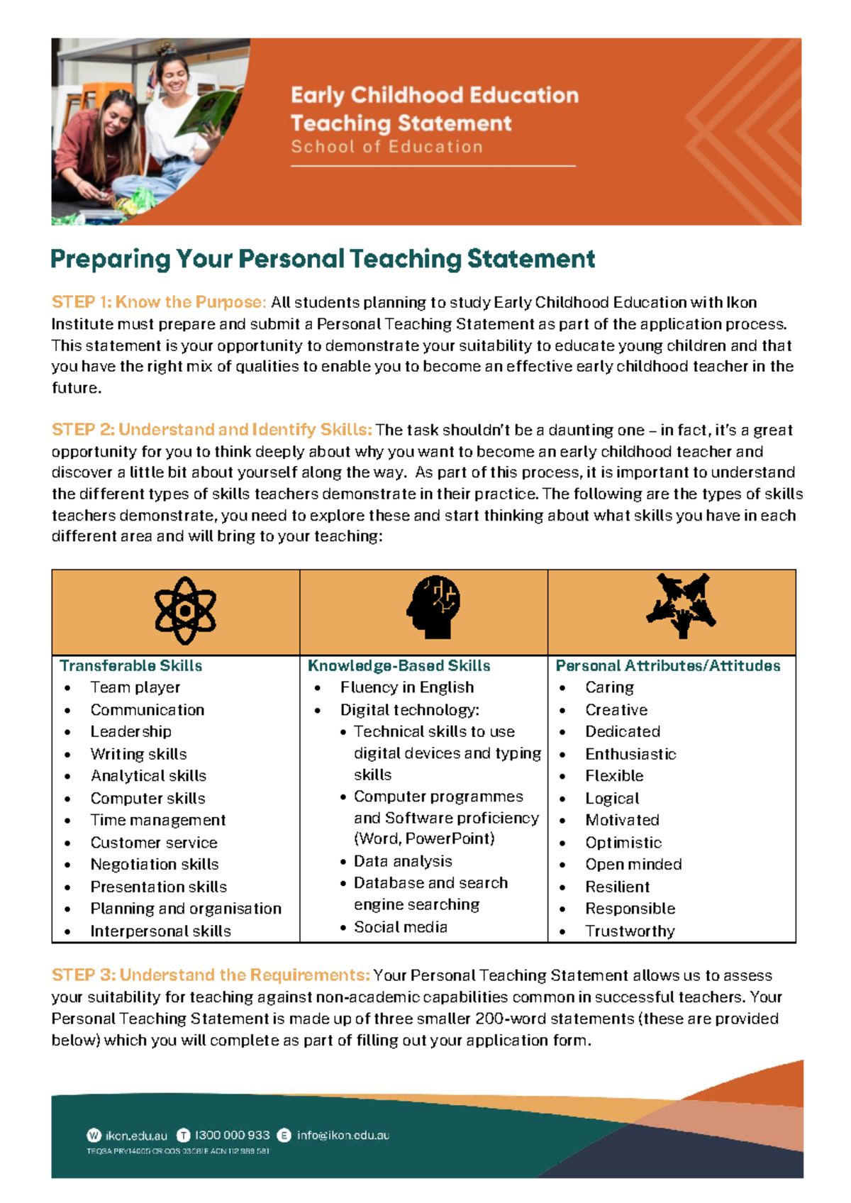 ECE - Personal Teaching Statement Preparation Guide - Studocu
