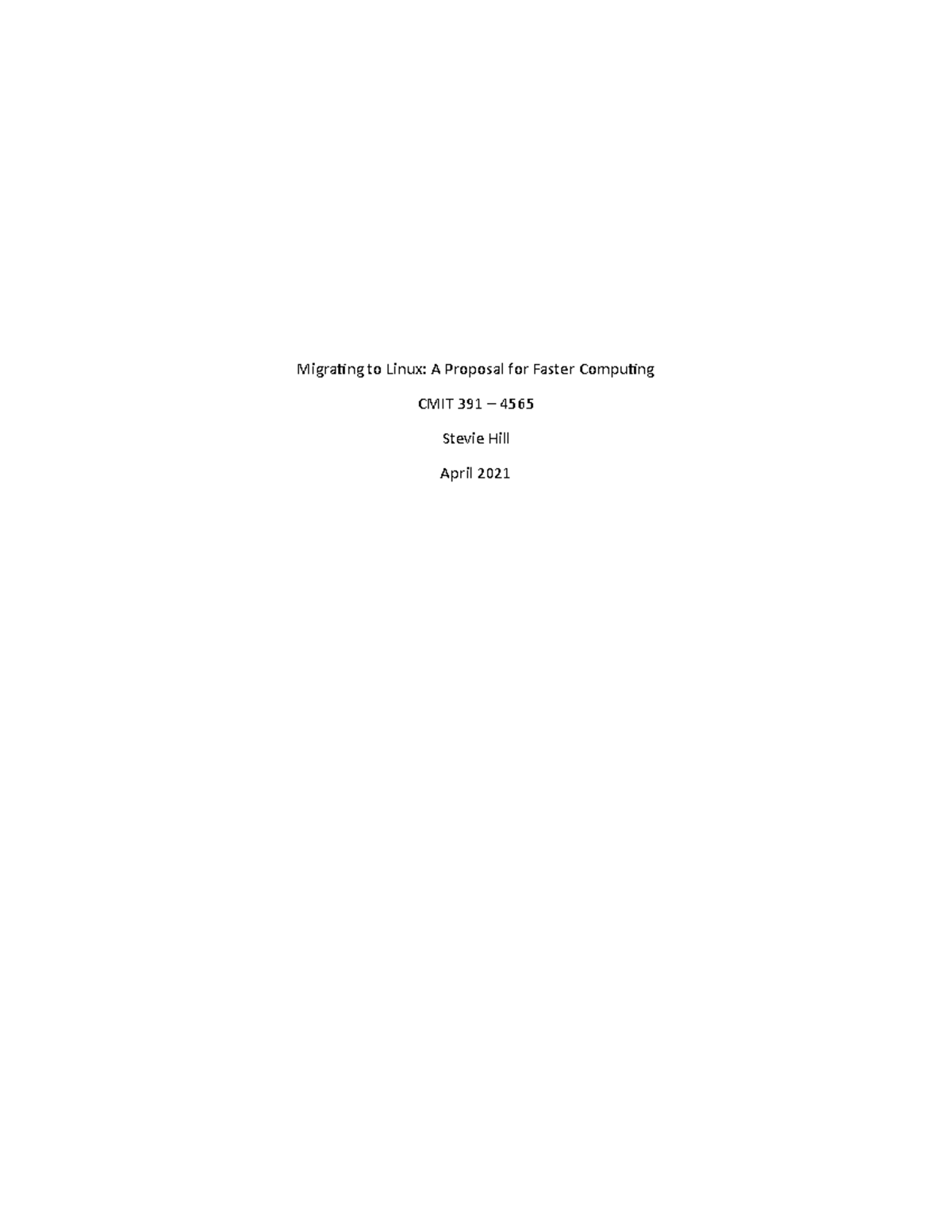 CMIT 391 Proposal - Migrating to Ubuntu for Faster Computing - Studocu