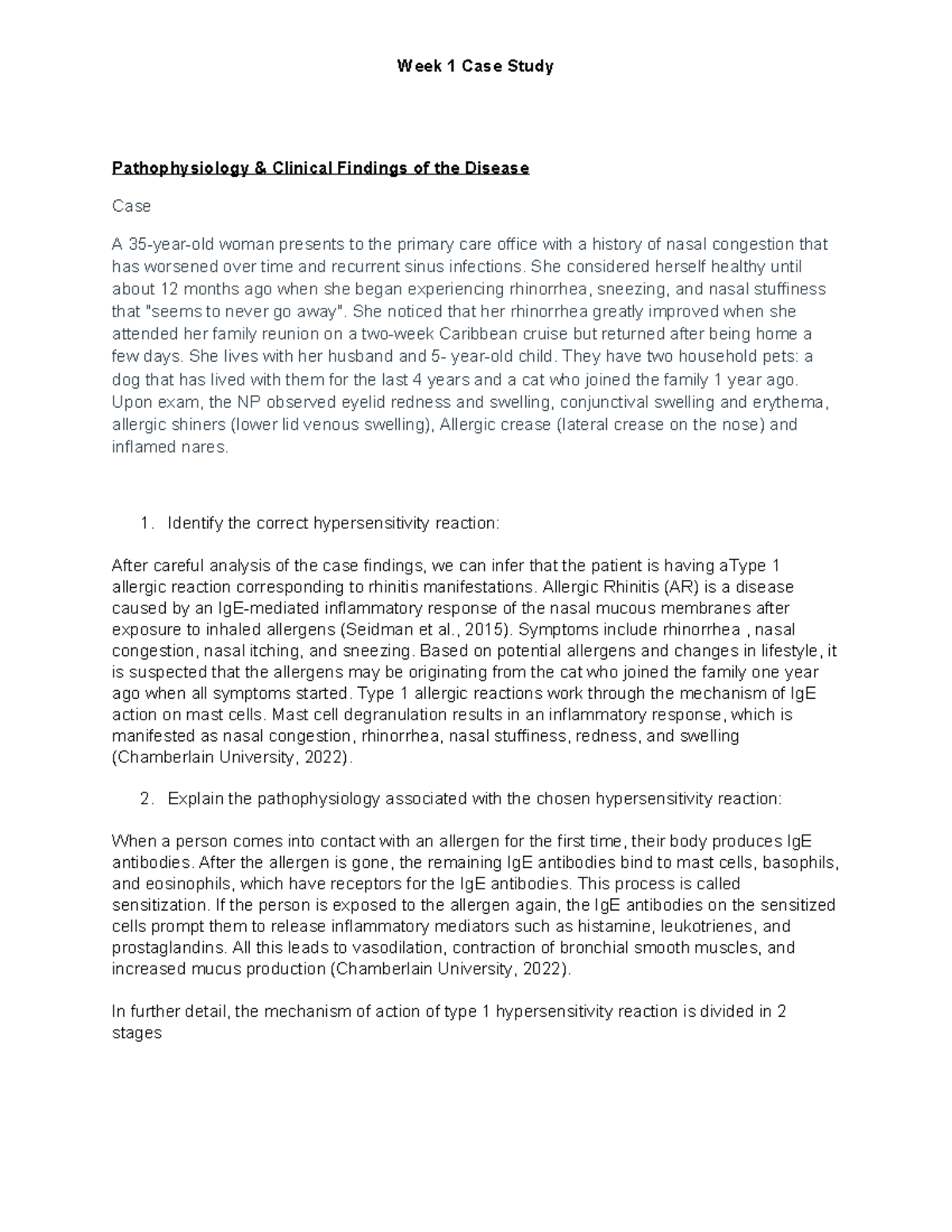 NP NR507 Week1 Case Study - Pathophysiology & Clinical Findings of the ...