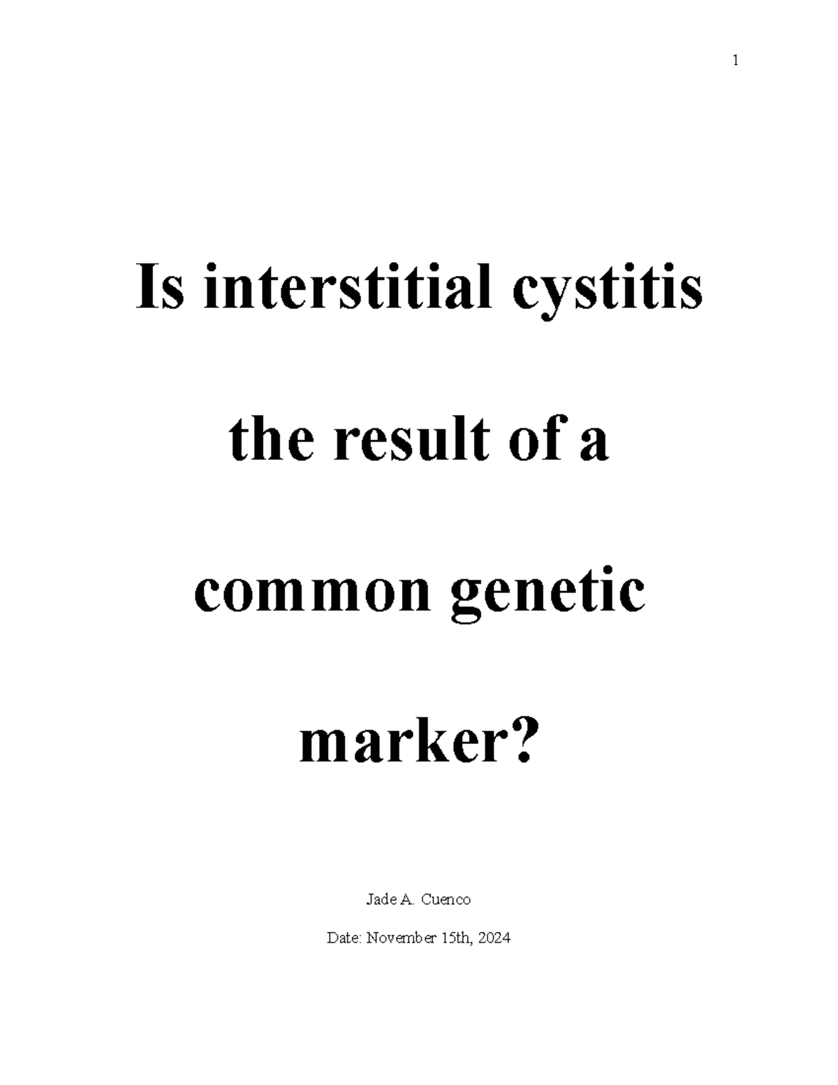 Senior Research Paper Rough Draft Example - Is interstitial cystitis ...