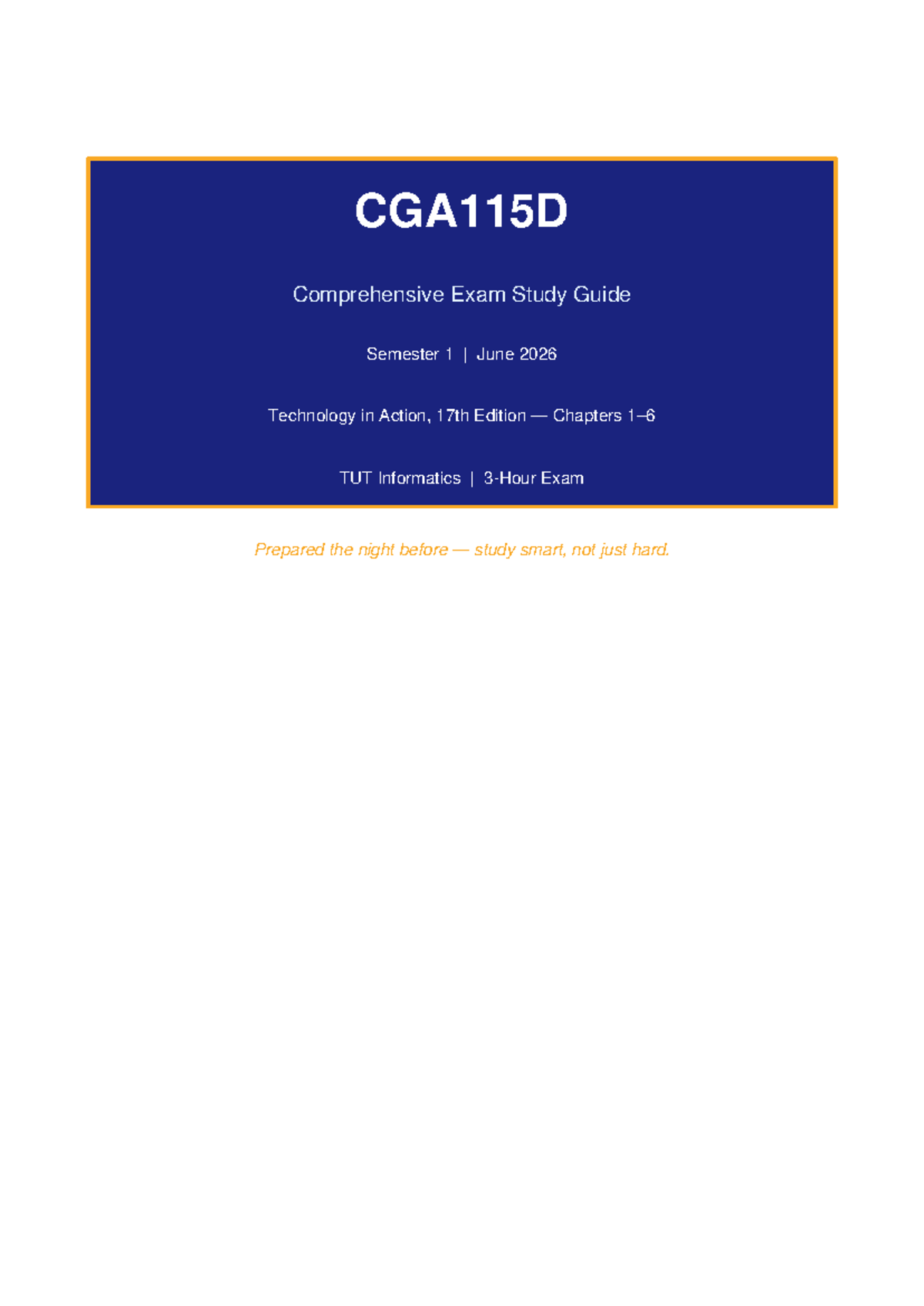 CGA115D Comprehensive Exam Study Guide: Key Concepts & Abbreviations ...