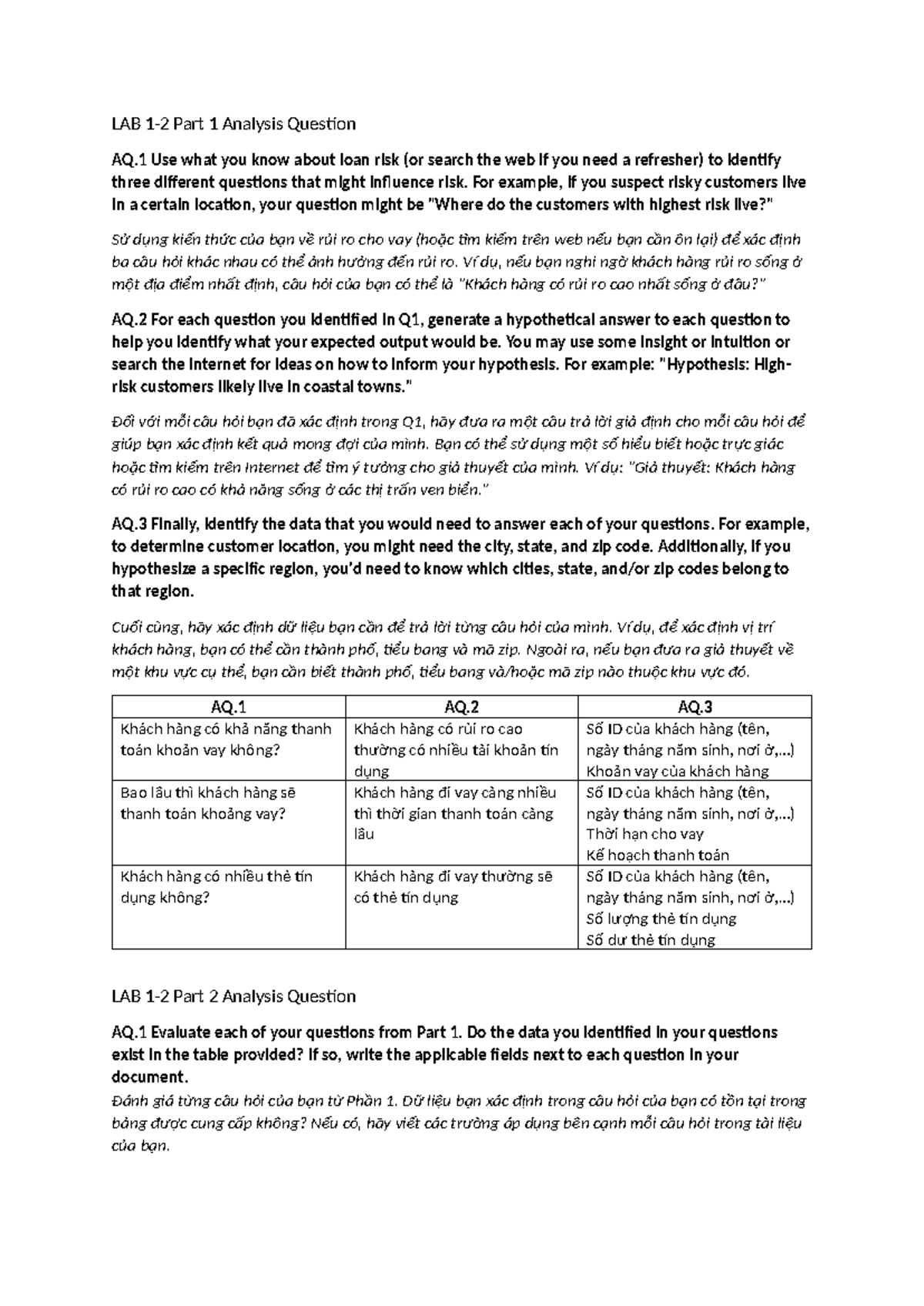 LAB-1-2 Loan Risk Analysis: Questions & Data Evaluation - Studocu