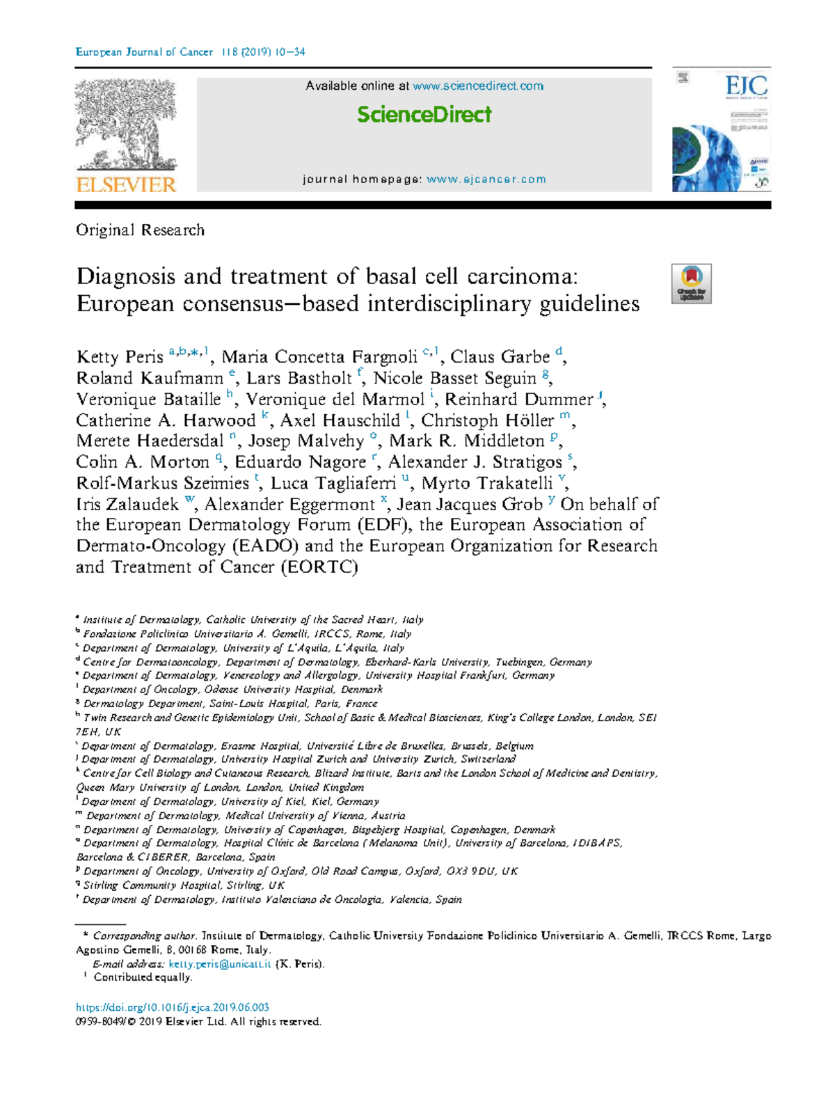 Diagnosis and Treatment of Basal Cell Carcinoma: European Guidelines ...