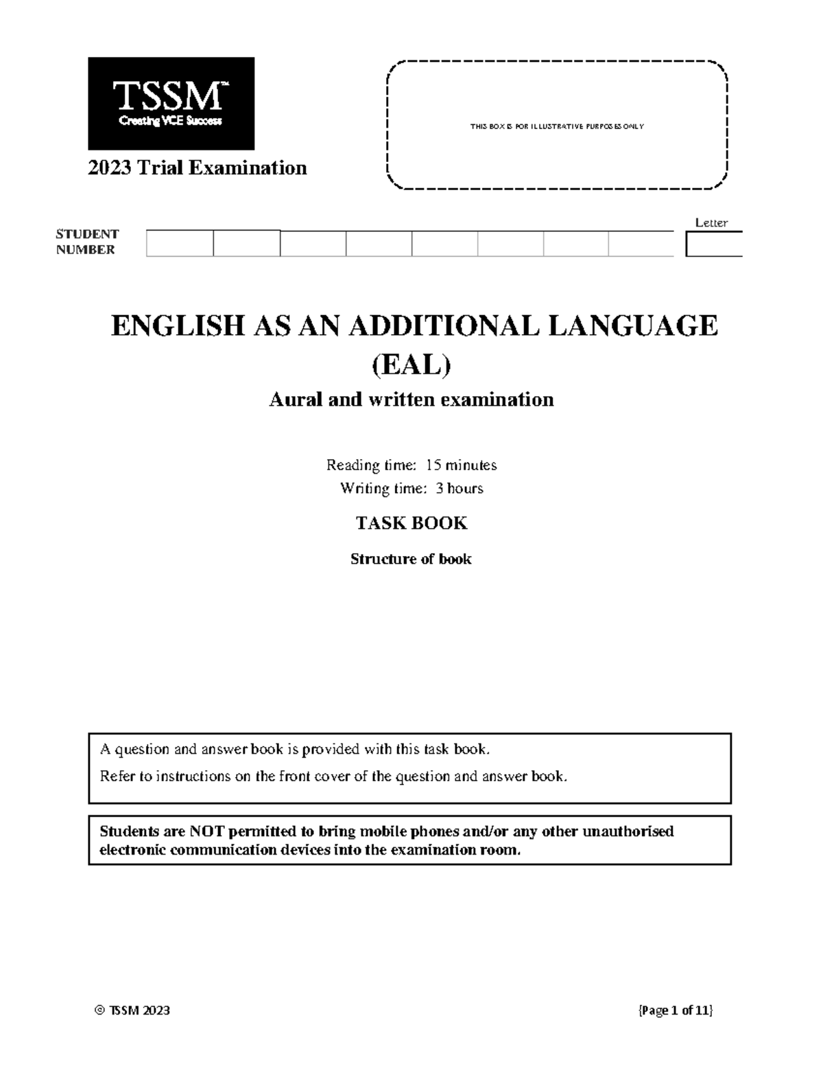 EAL 2023 Trial Exam Task Book: Comprehensive Study Guide - Studocu