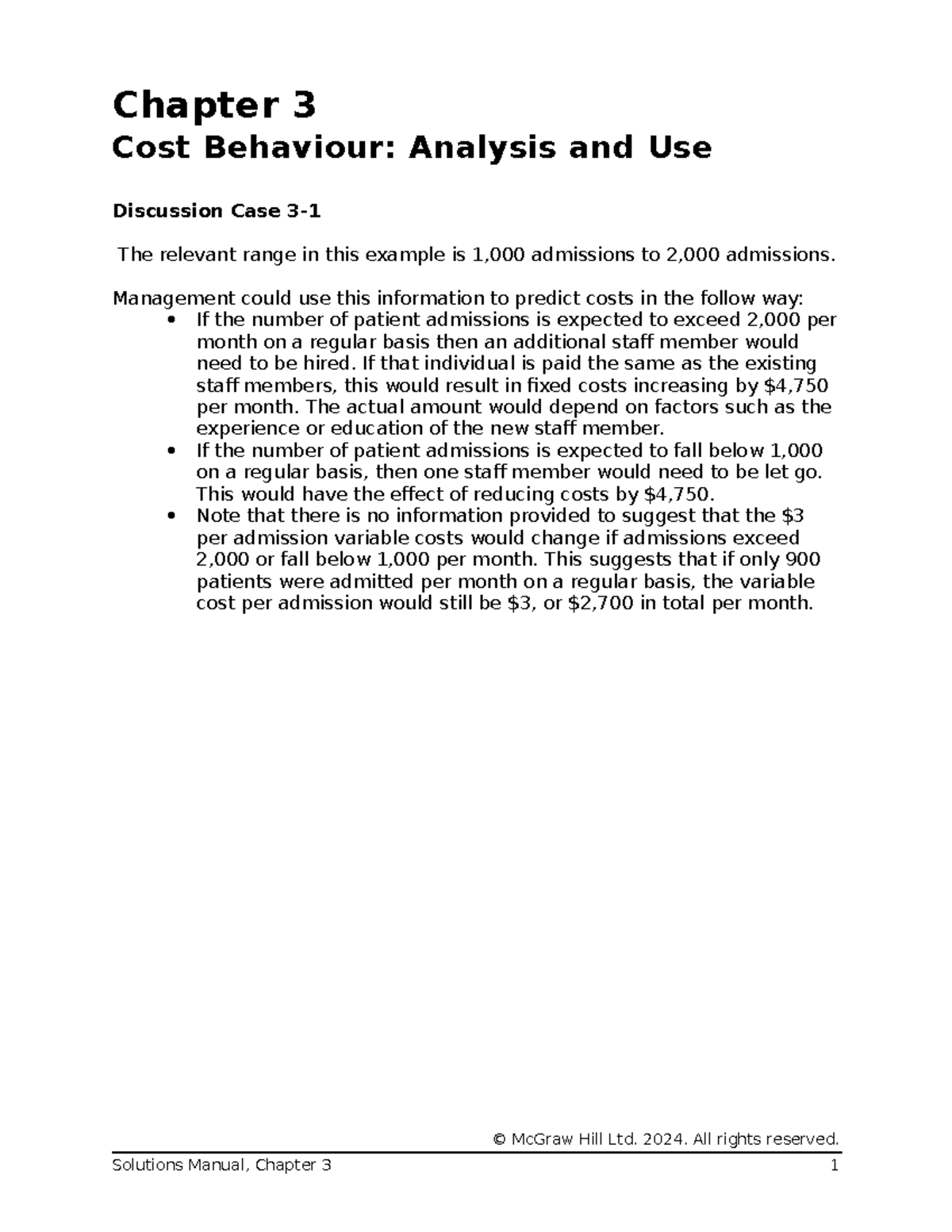 Garrison 13ce SM Ch03 Final: Cost Behaviour Analysis and Discussion ...