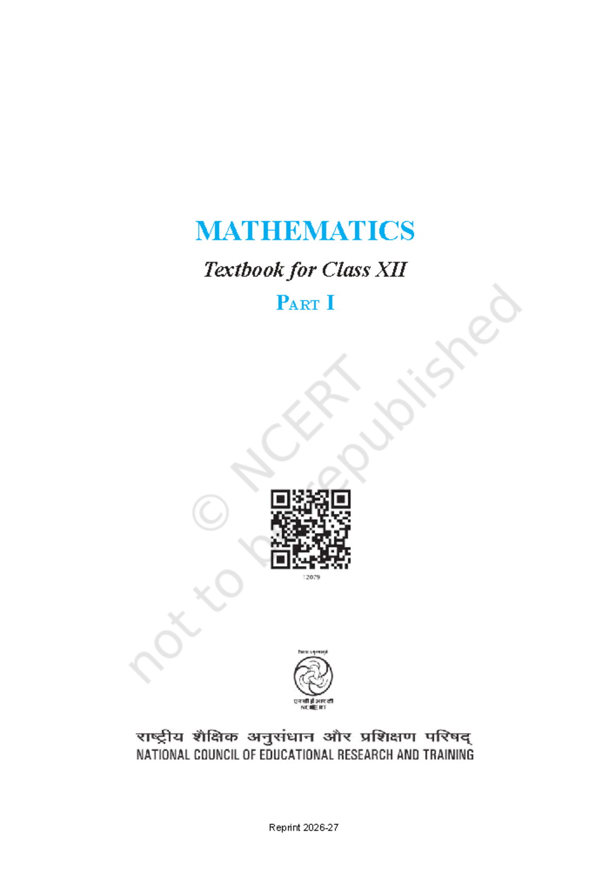 MATHEMATICS Class XII Textbook Part I - Revised Edition 2022 - Studocu