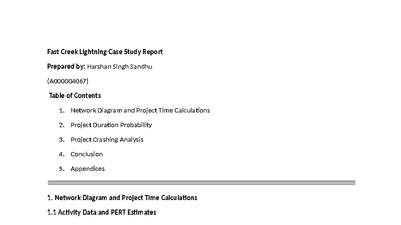 Fast Creek Lightning Case Study Report (Final Assignment) - Studocu