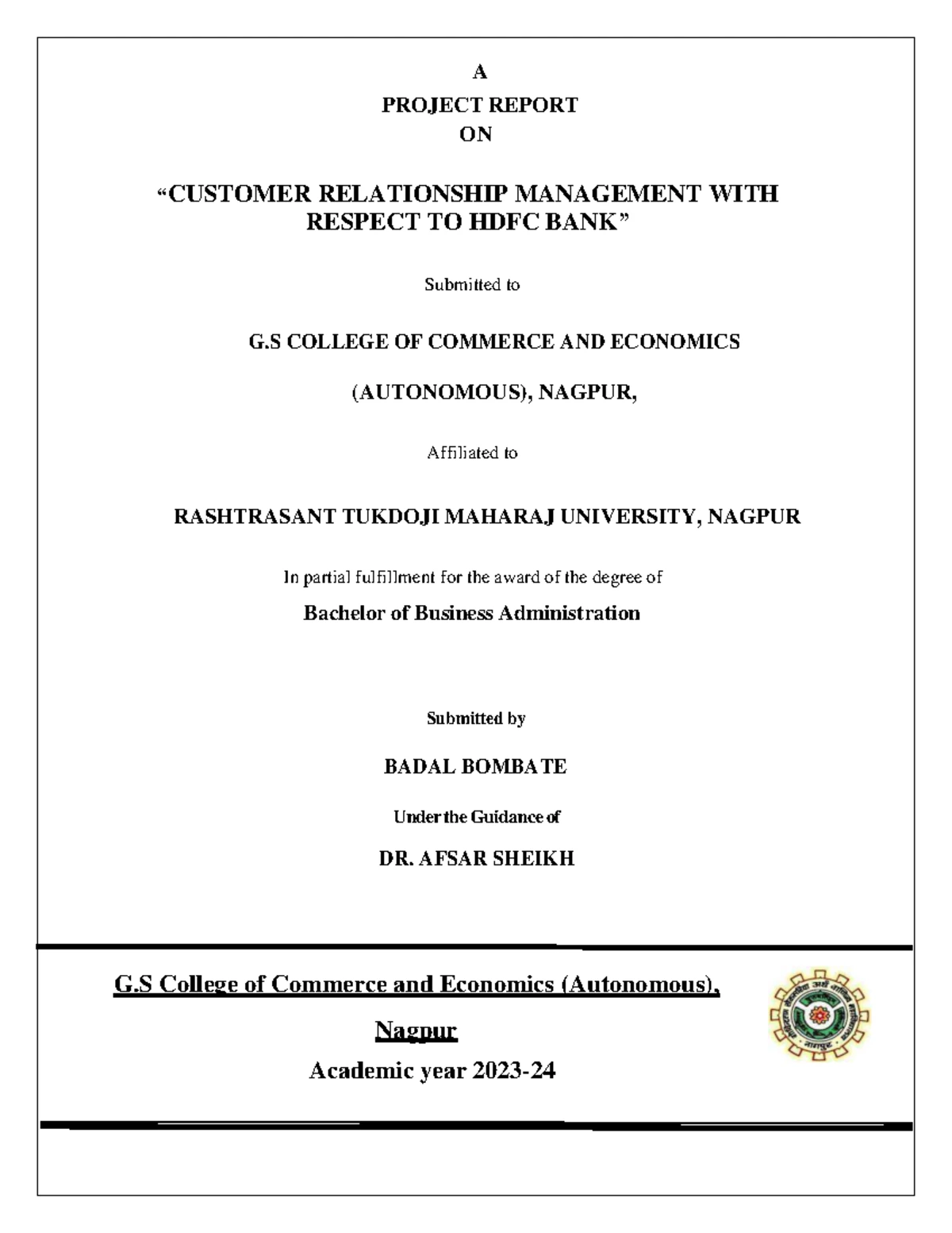A Minor Project Report - A MINOR PROJECT REPORT On “ ” Submitted in the ...
