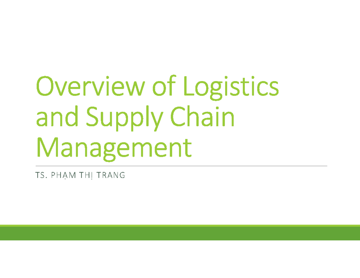C1-Overview of Logistics and Supply Chain Management Insights - Studocu