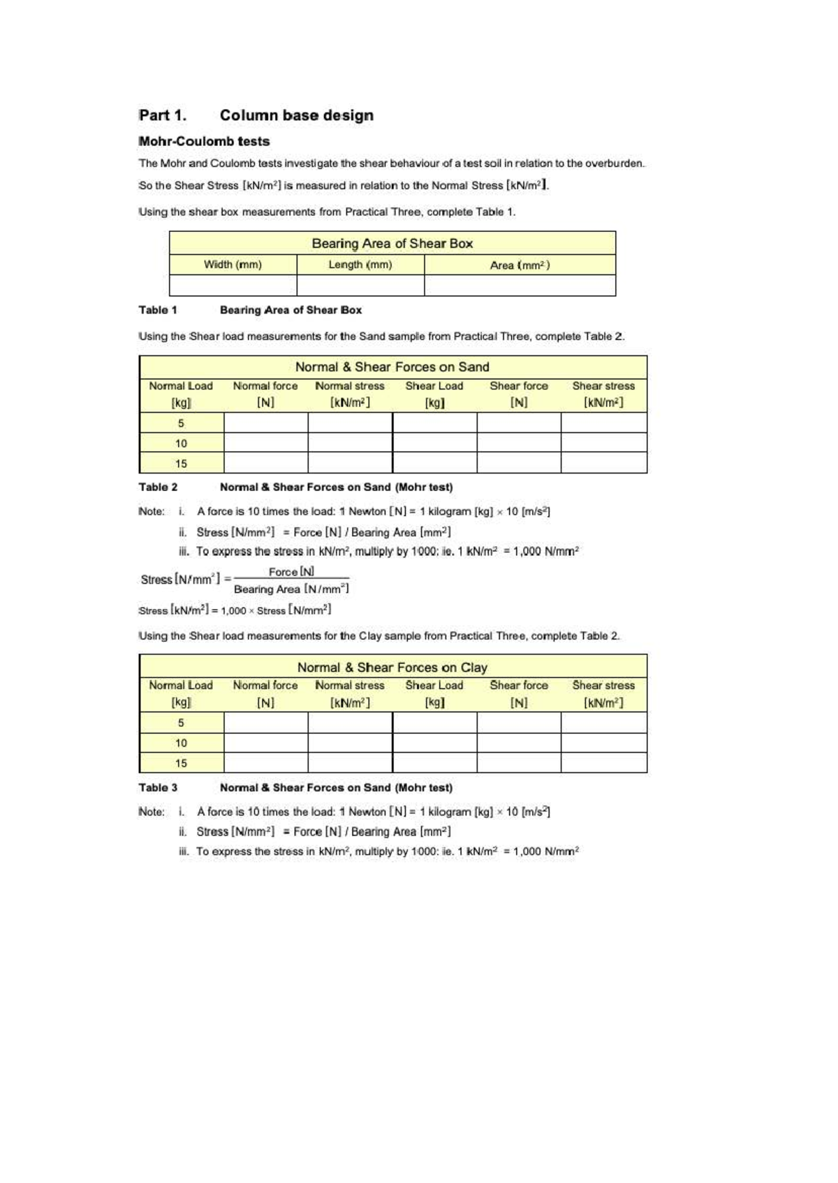 Civil Substructure - Assessment 3: Column Base Design Tests - Studocu