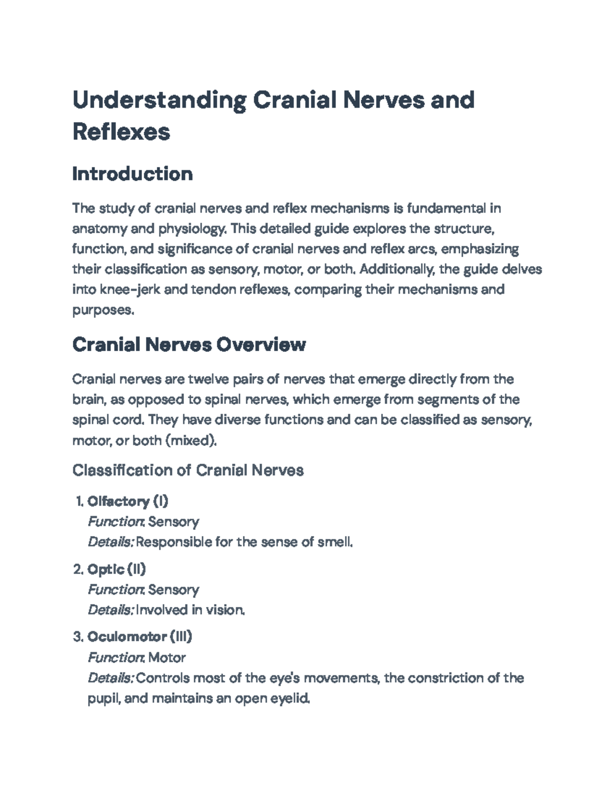 Understanding Cranial Nerves and Reflex Mechanisms: Anatomy Guide ...